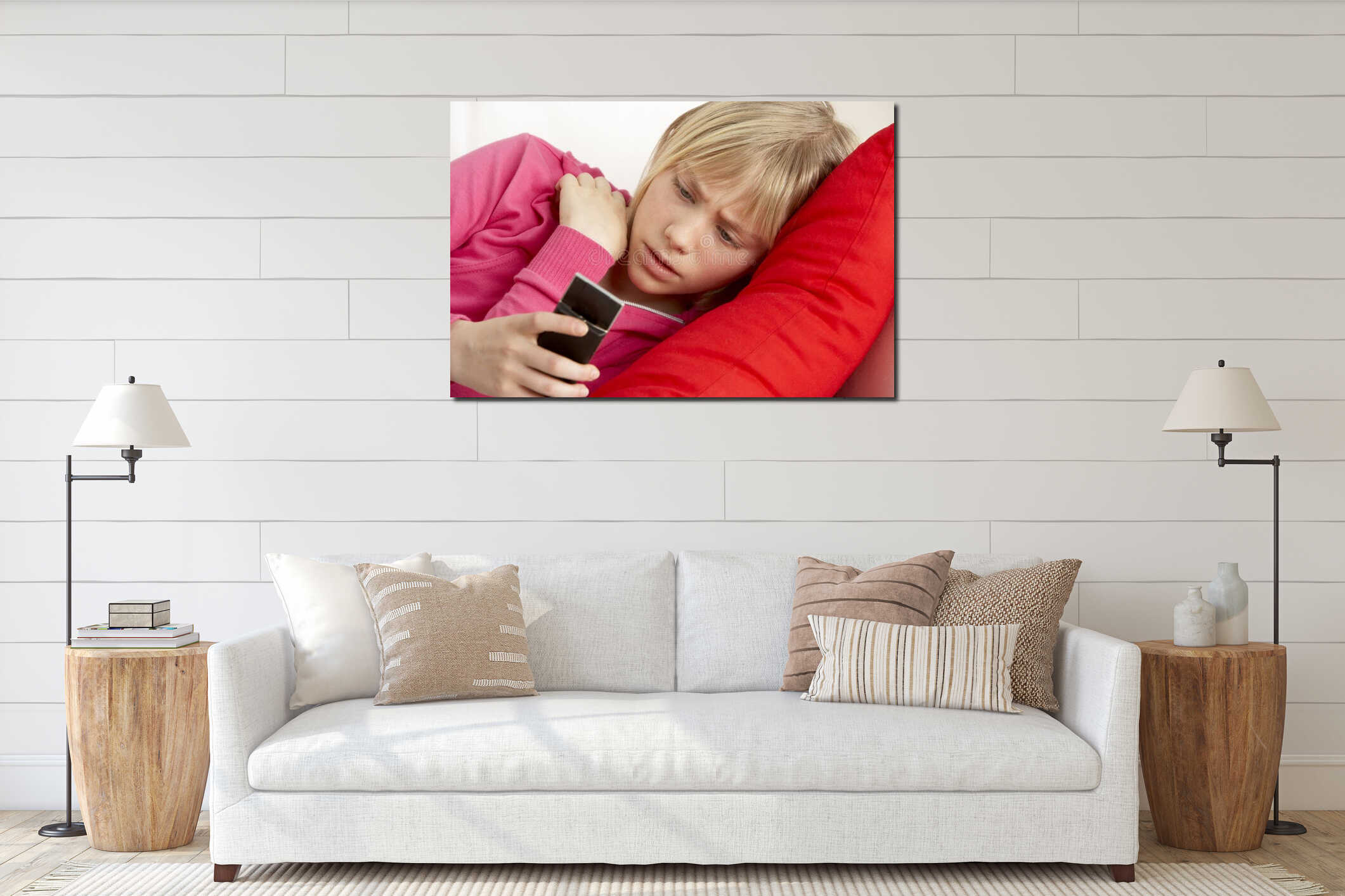 Canvas hanging interior mockup