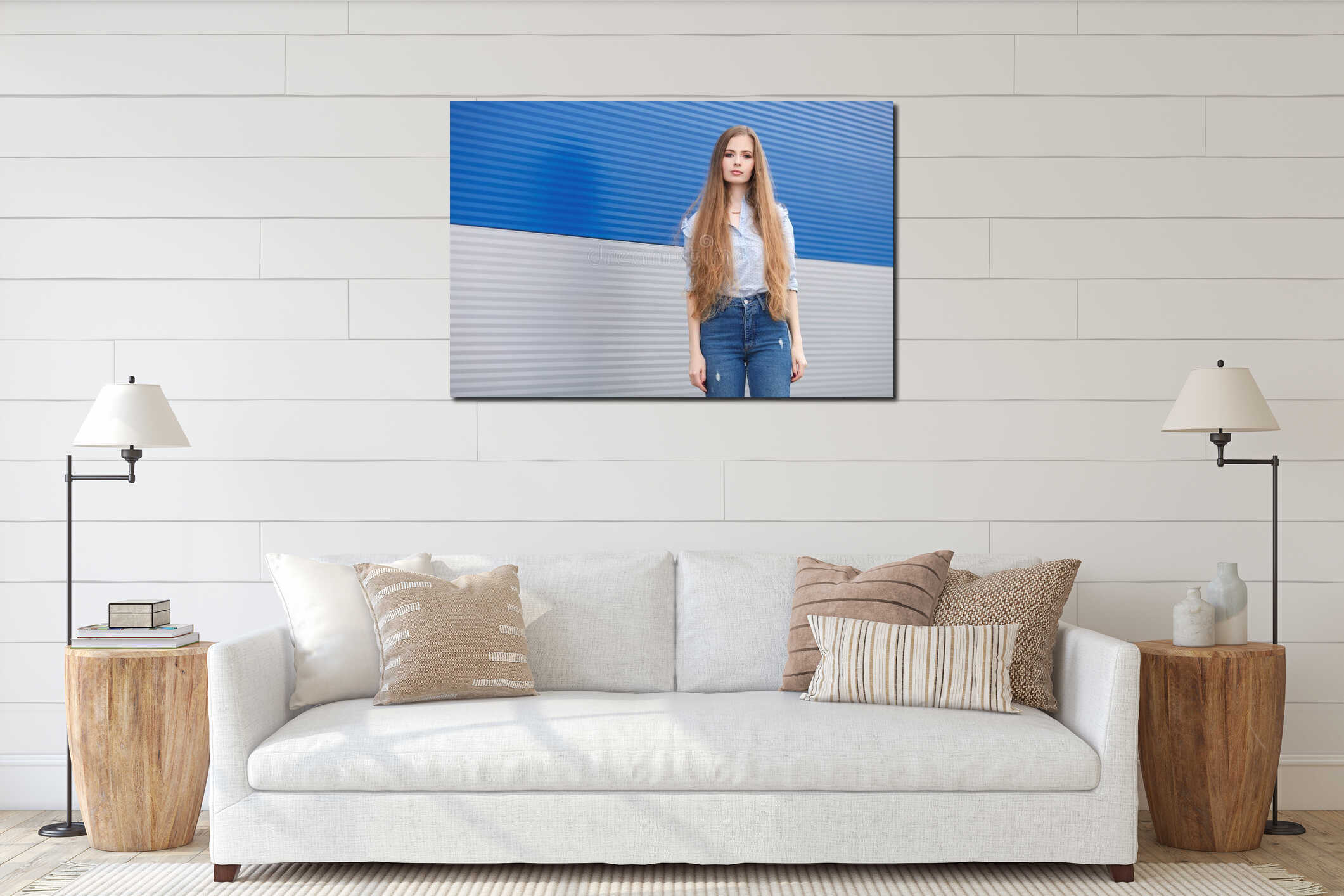Canvas hanging interior mockup