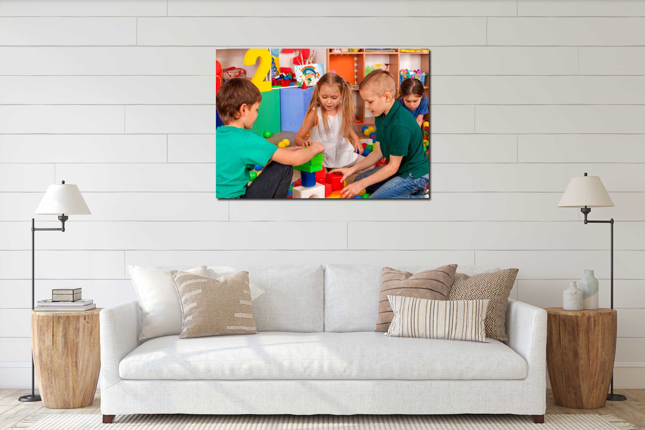 Canvas hanging interior mockup