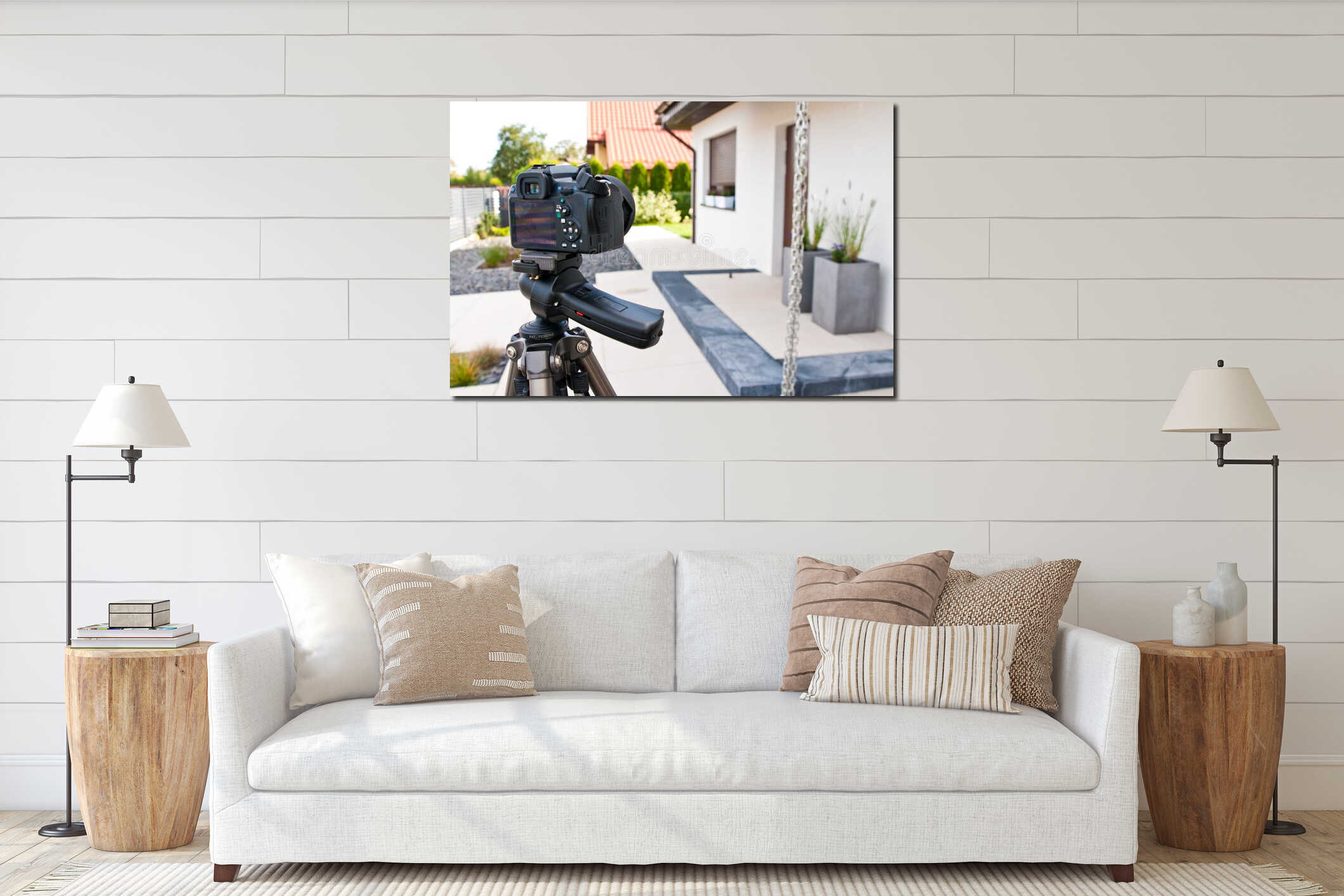 Canvas hanging interior mockup