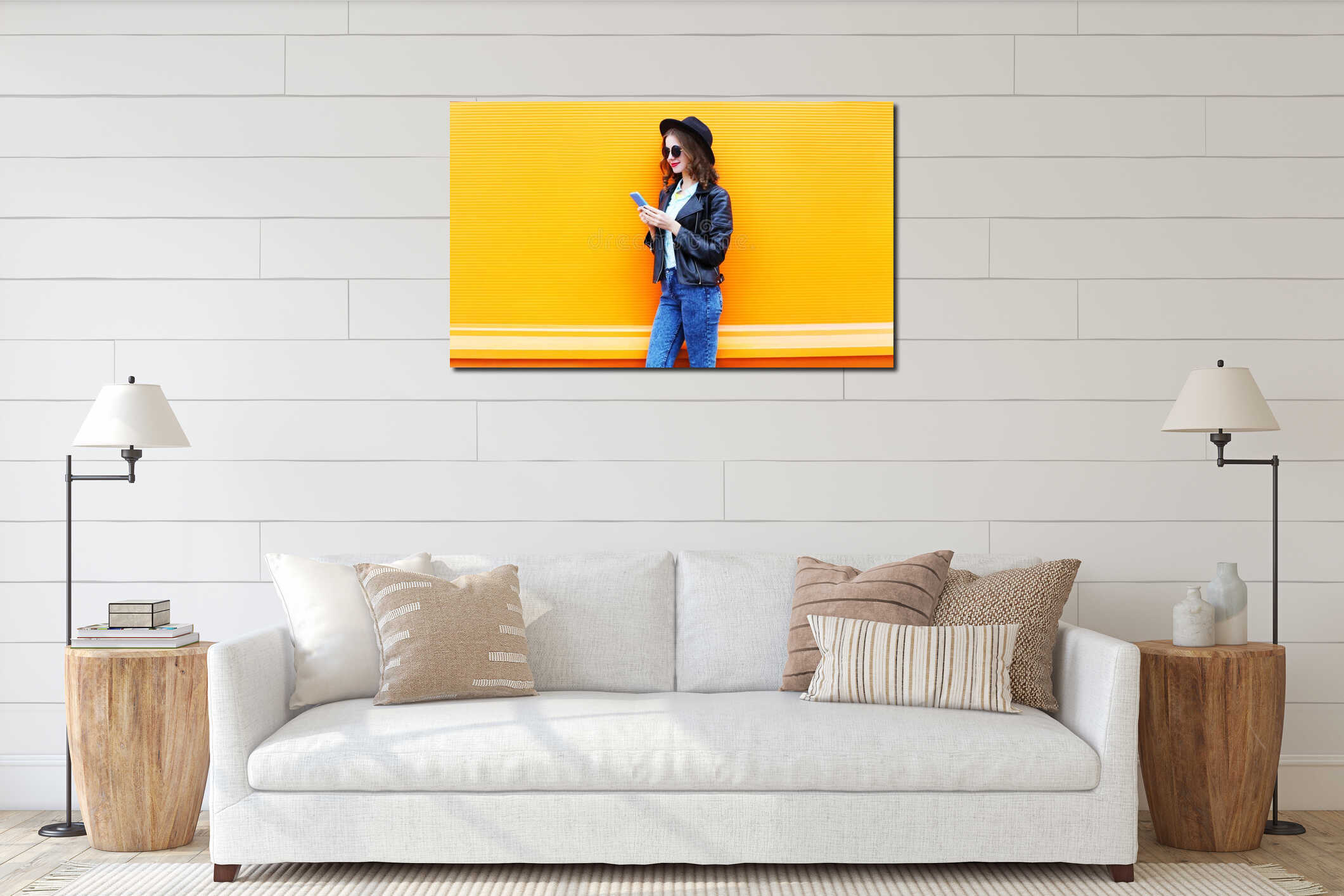 Canvas hanging interior mockup