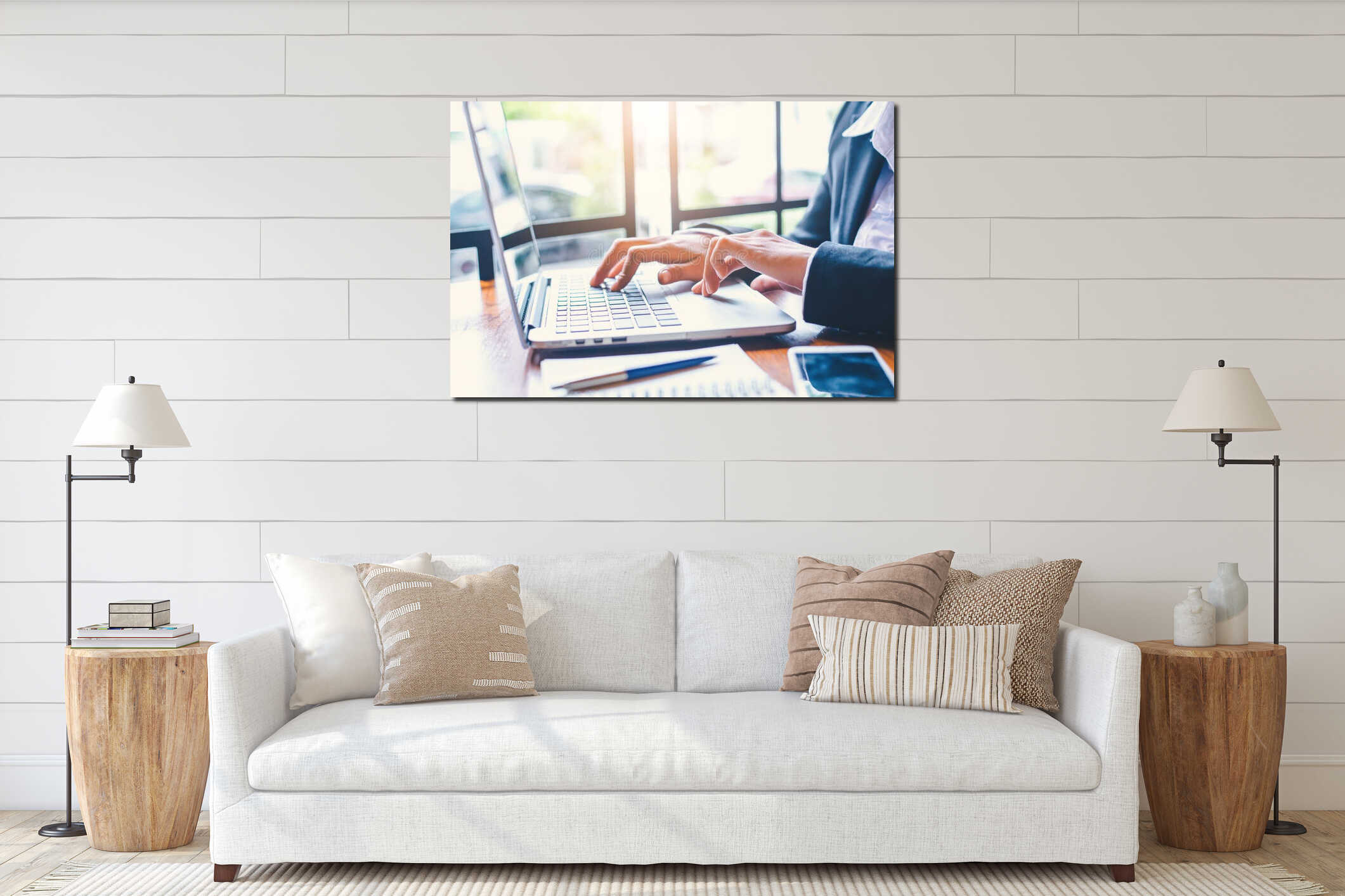 Canvas hanging interior mockup