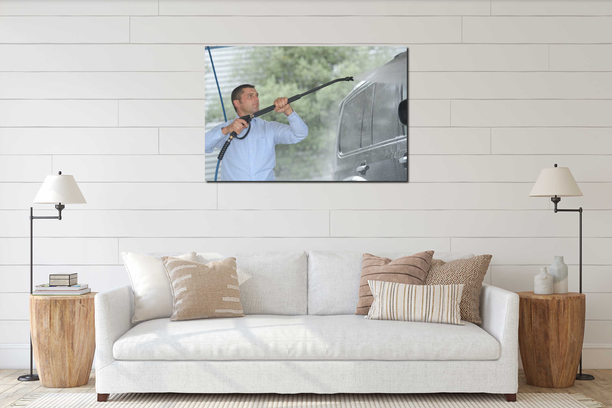 Canvas hanging interior mockup