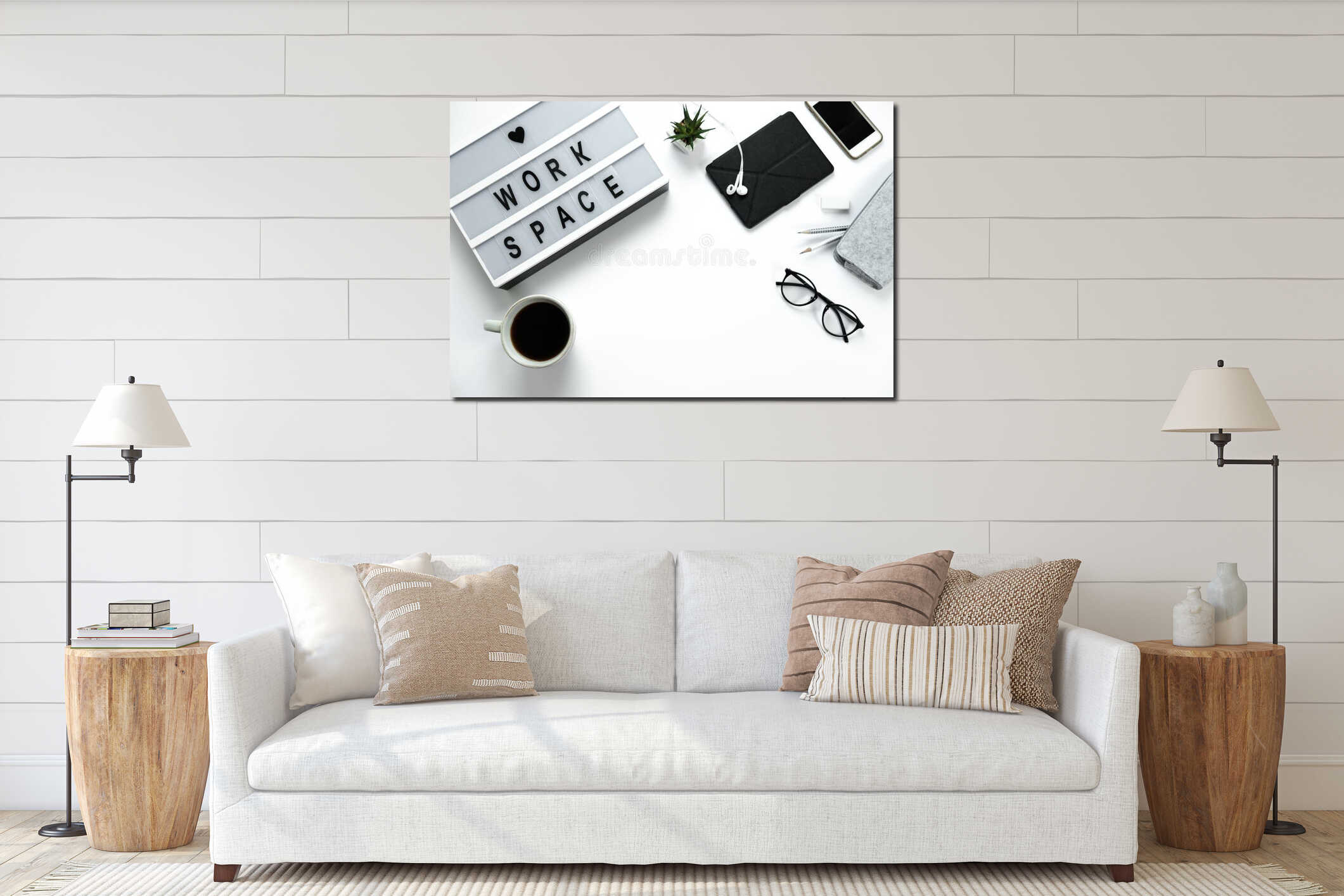 Canvas hanging interior mockup