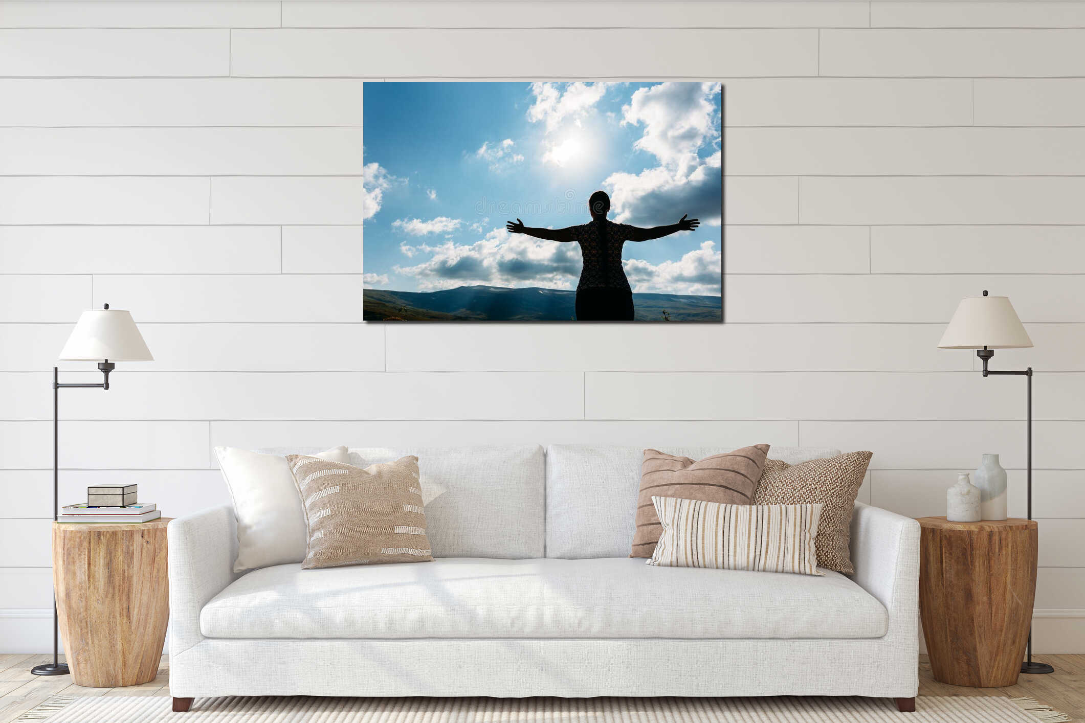 Canvas hanging interior mockup