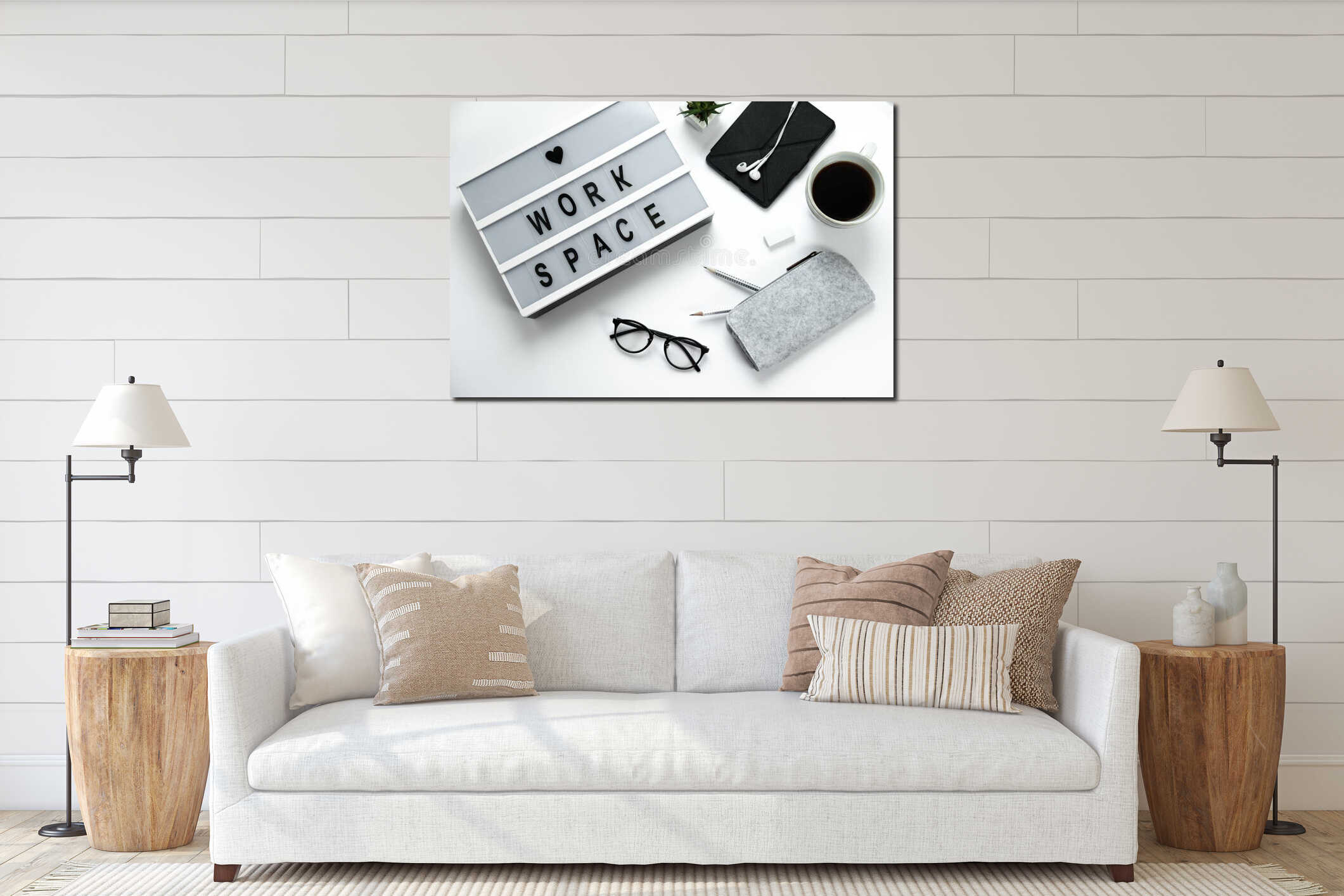 Canvas hanging interior mockup