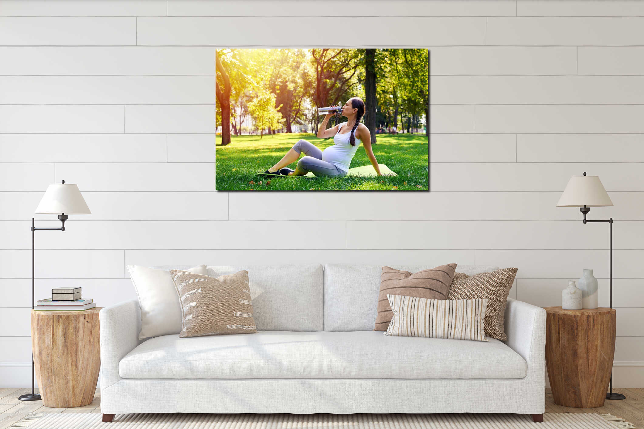 Canvas hanging interior mockup