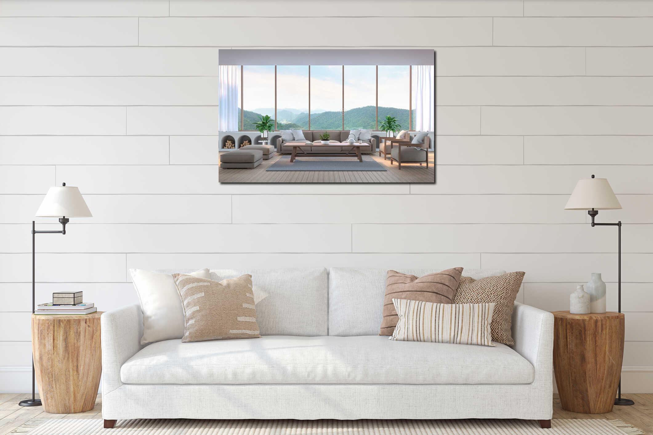 Canvas hanging interior mockup