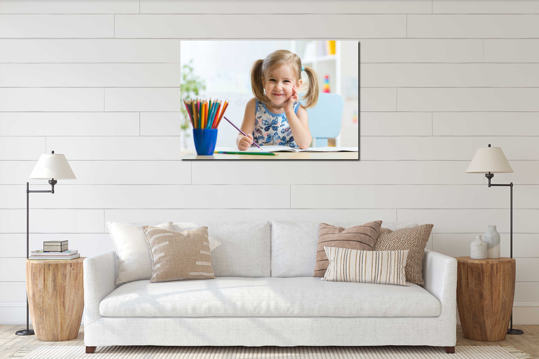 Canvas hanging interior mockup