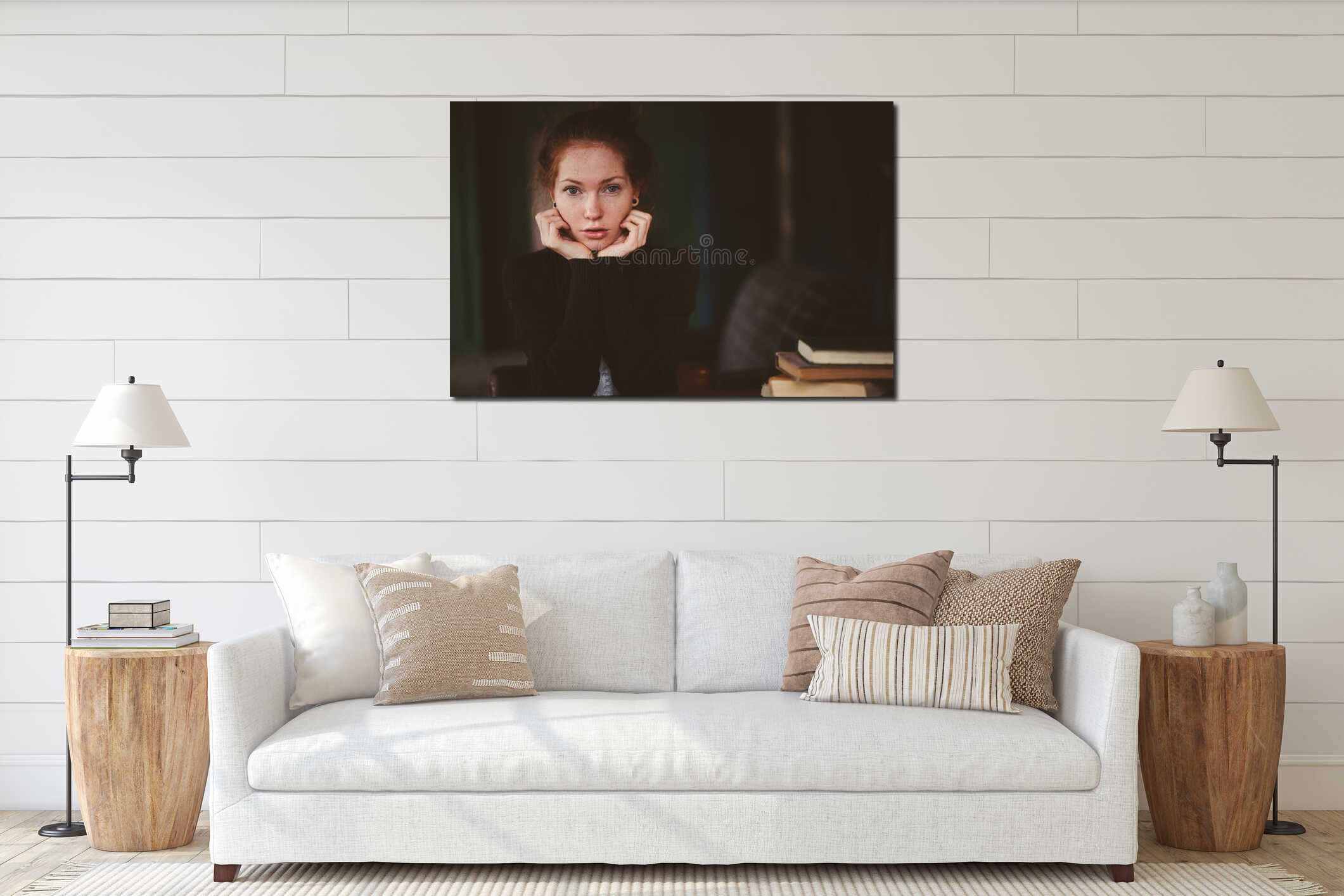 Canvas hanging interior mockup