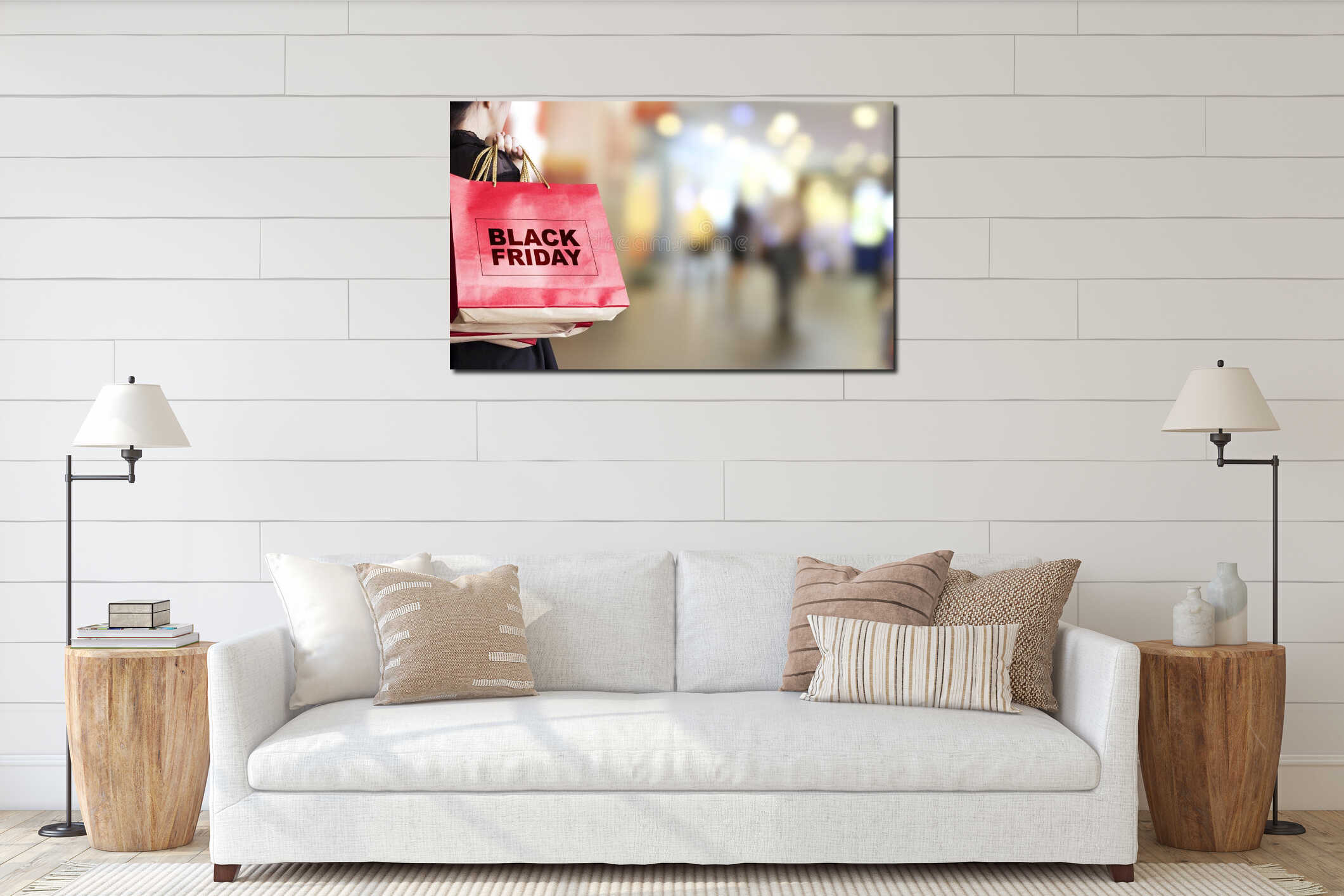 Canvas hanging interior mockup