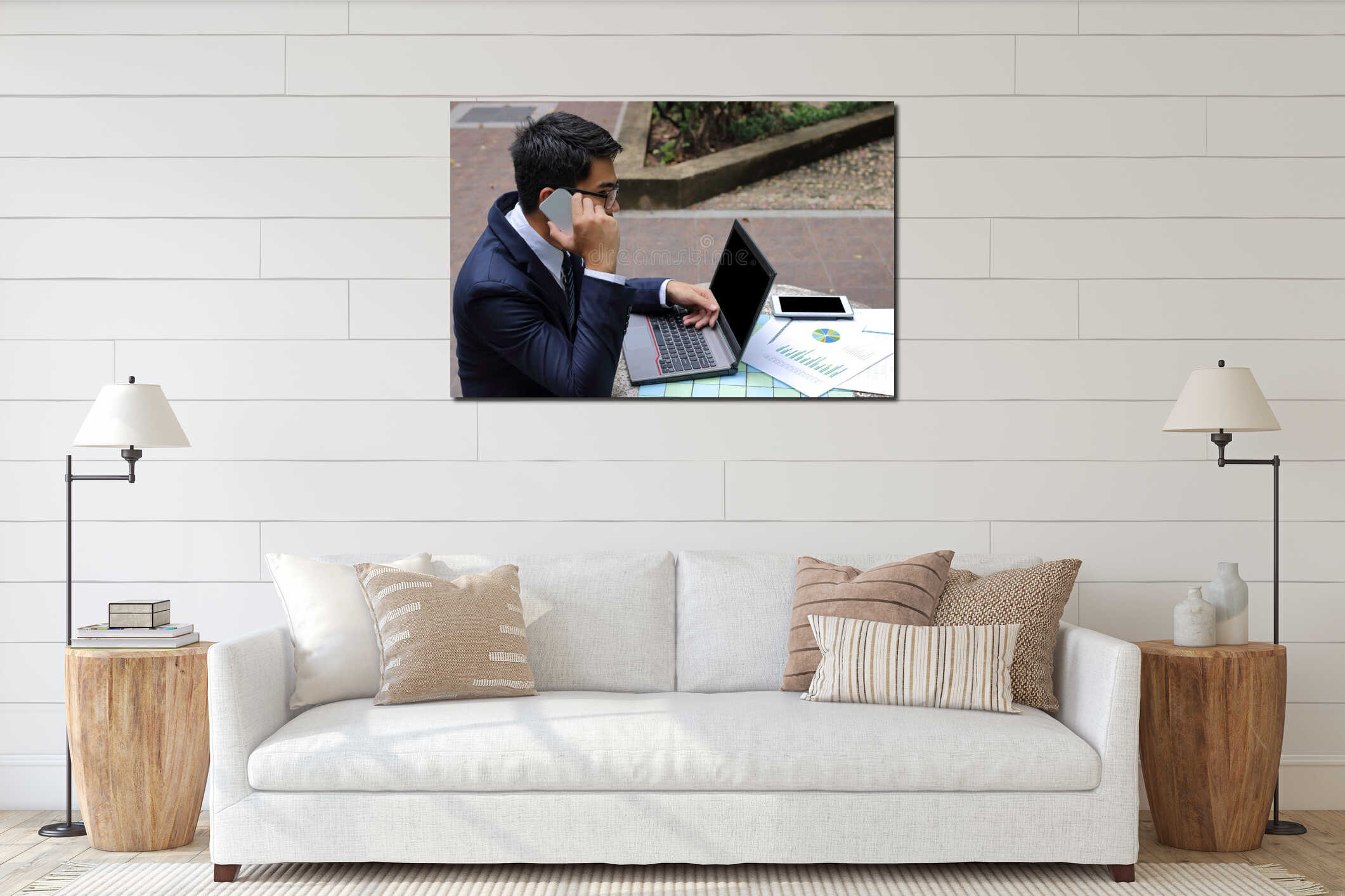 Canvas hanging interior mockup