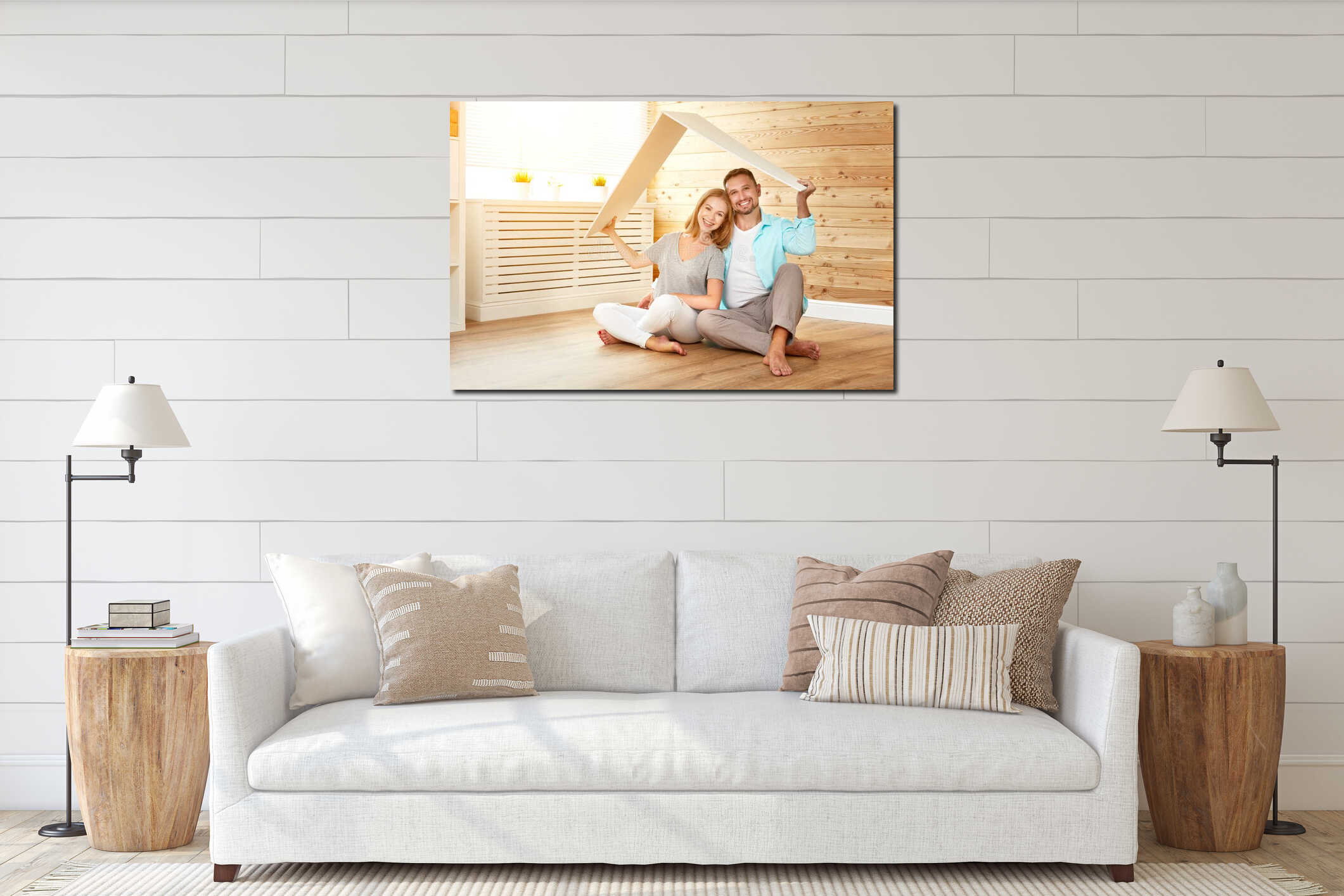 Canvas hanging interior mockup