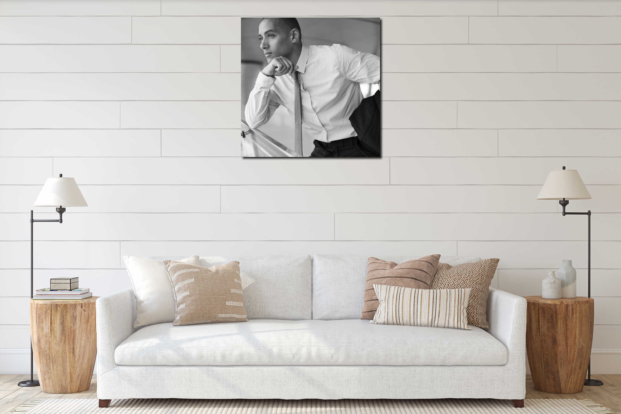 Canvas hanging interior mockup