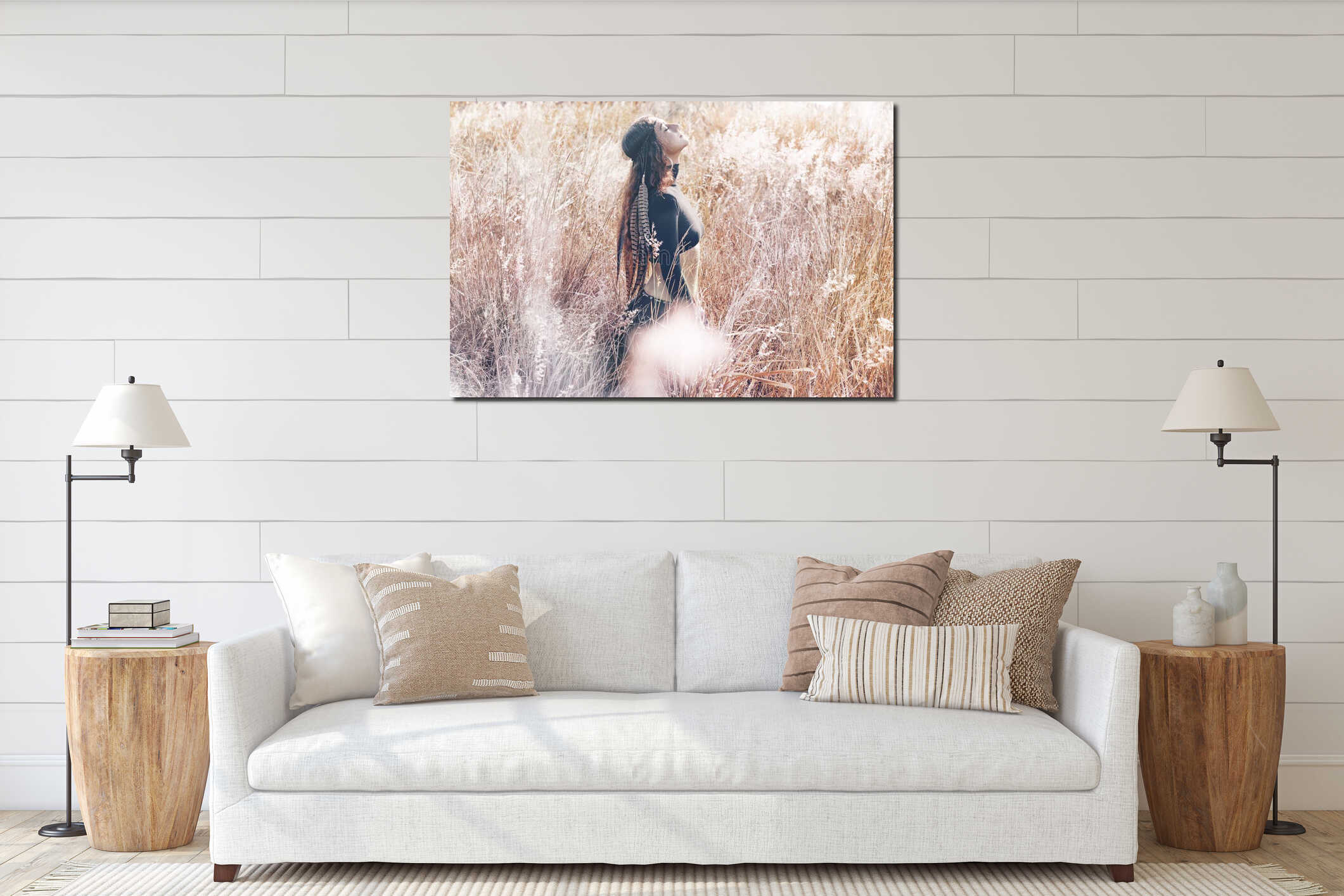 Canvas hanging interior mockup