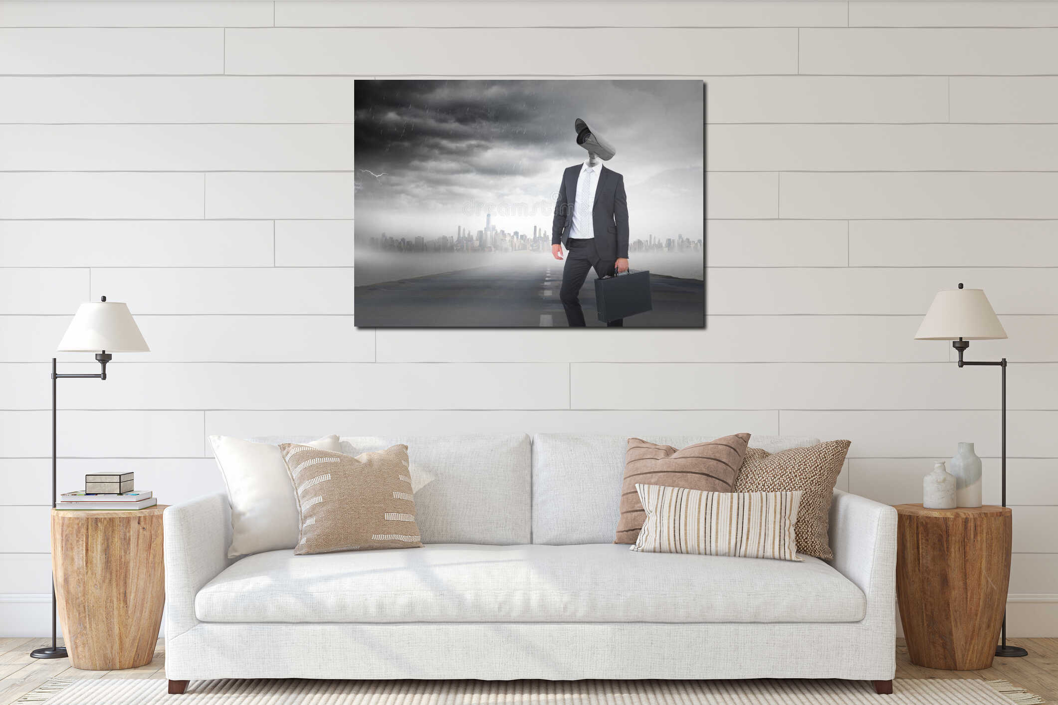 Canvas hanging interior mockup