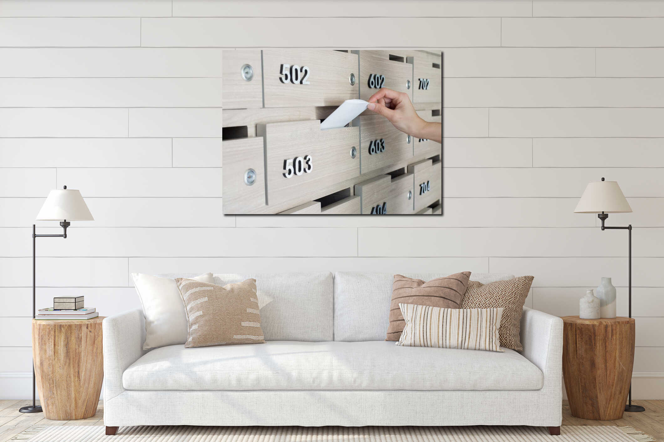 Canvas hanging interior mockup