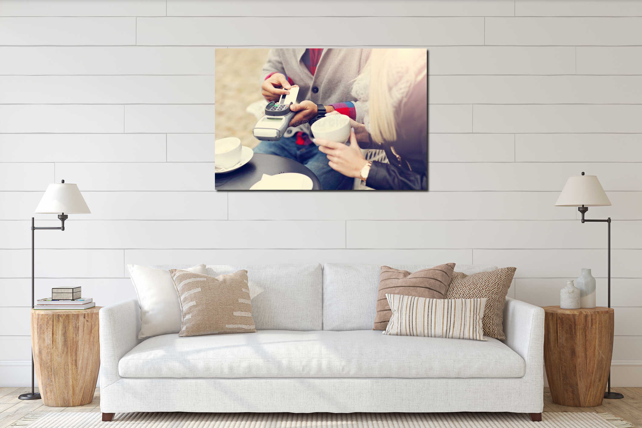 Canvas hanging interior mockup
