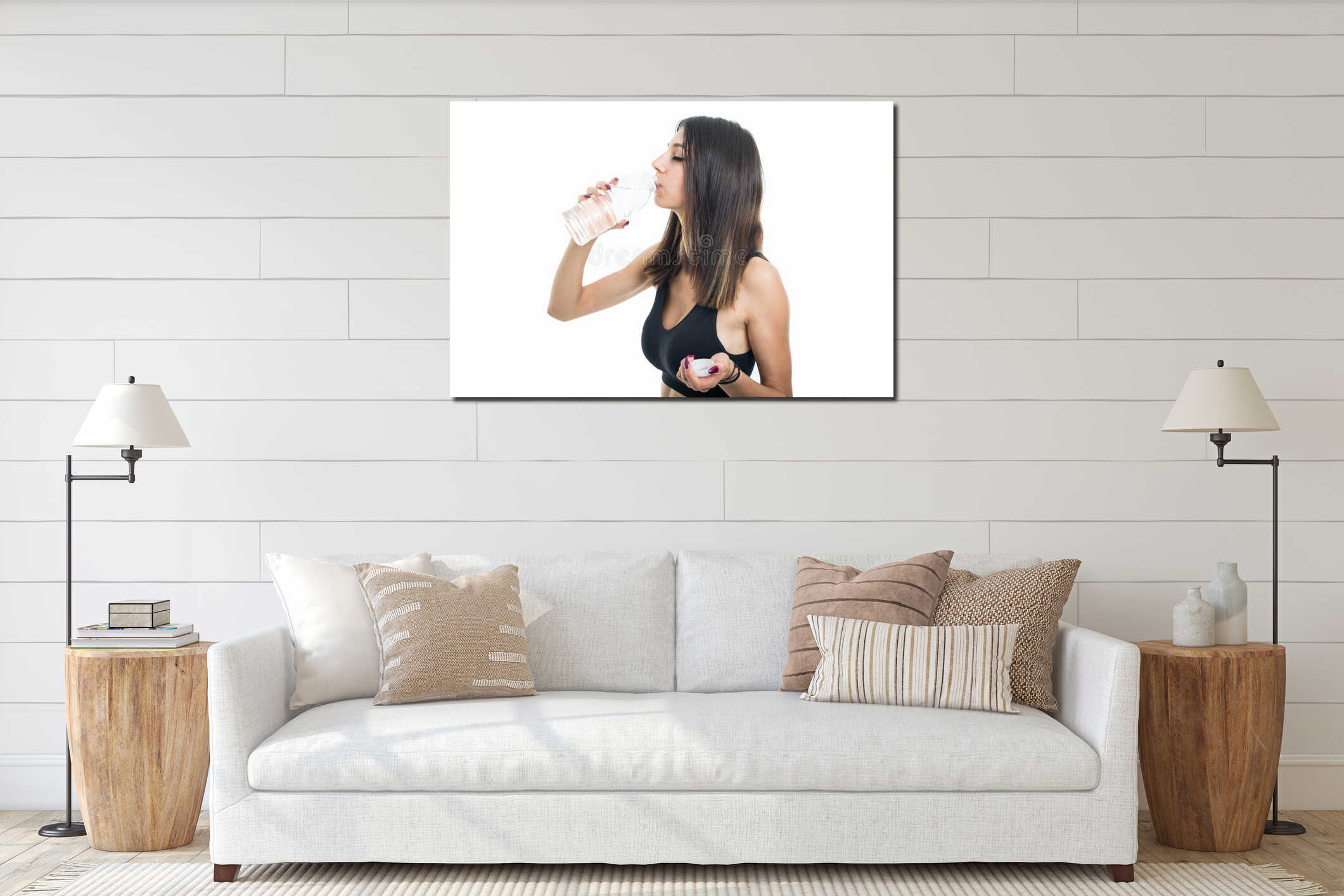 Canvas hanging interior mockup