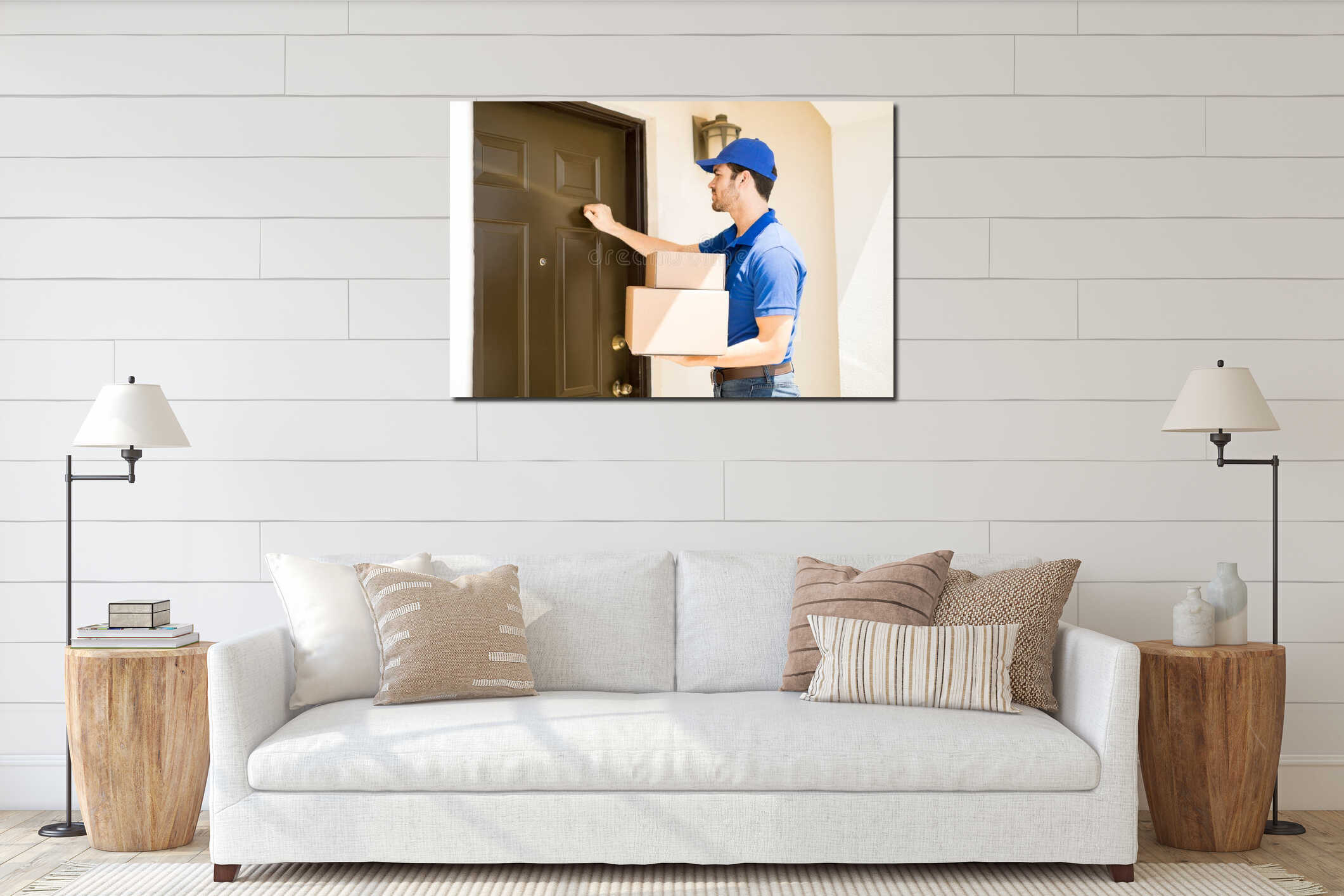 Canvas hanging interior mockup