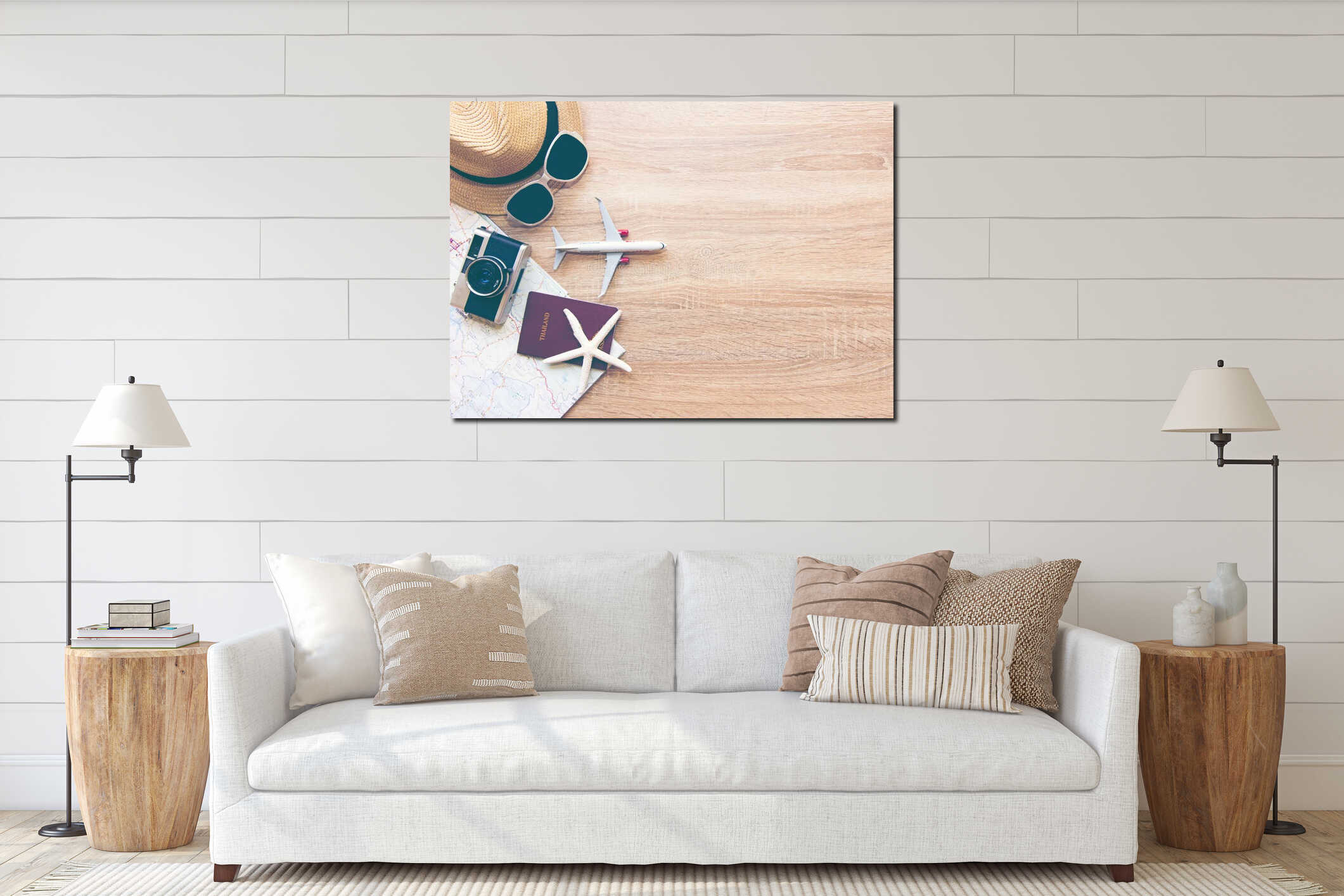 Canvas hanging interior mockup