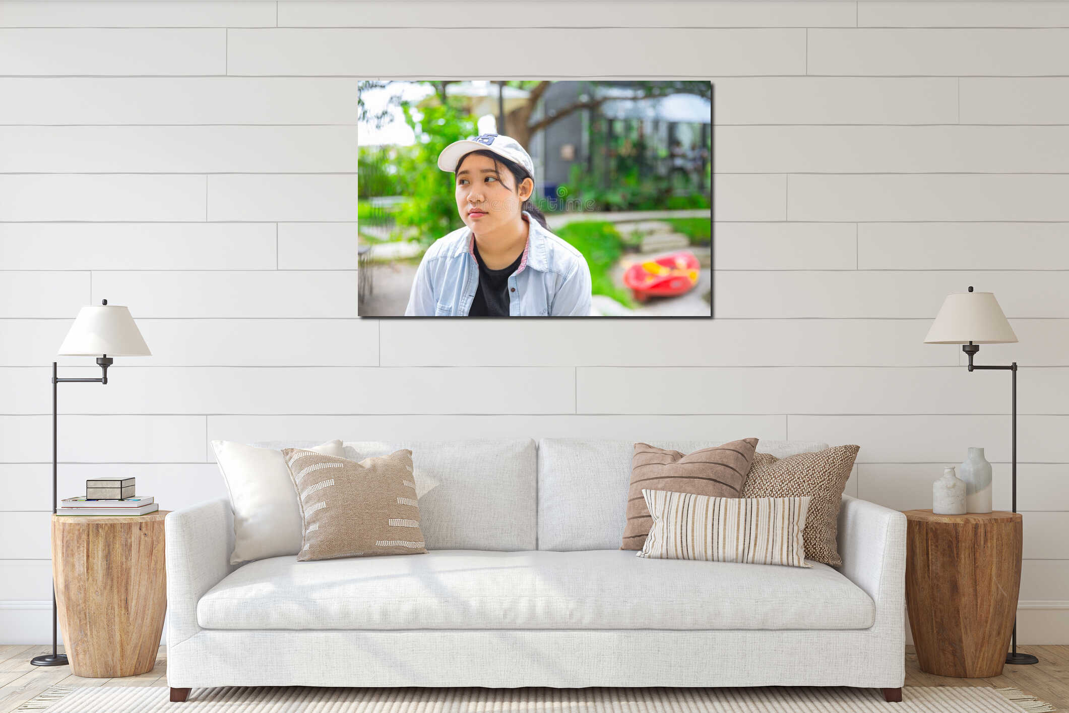 Canvas hanging interior mockup
