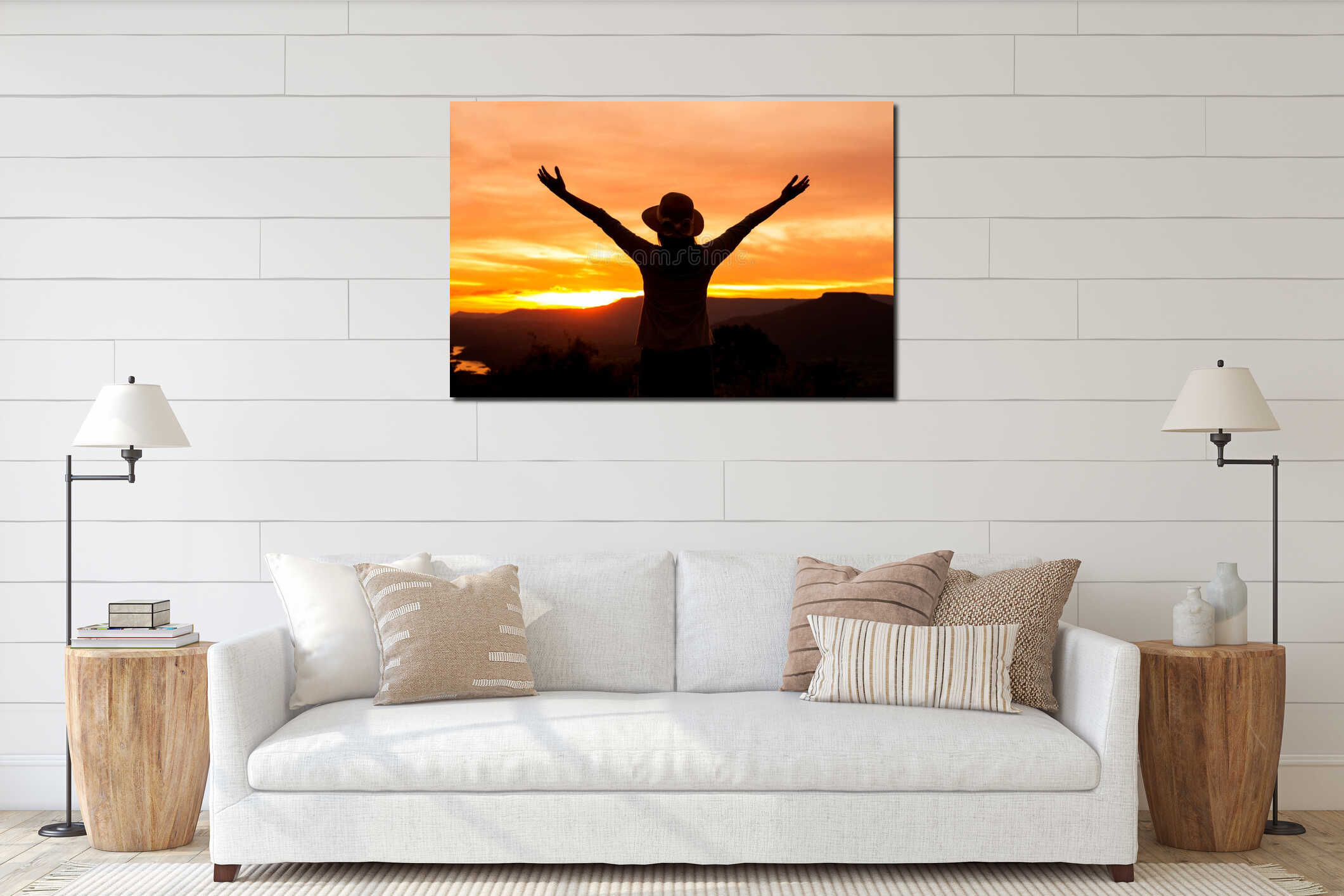 Canvas hanging interior mockup