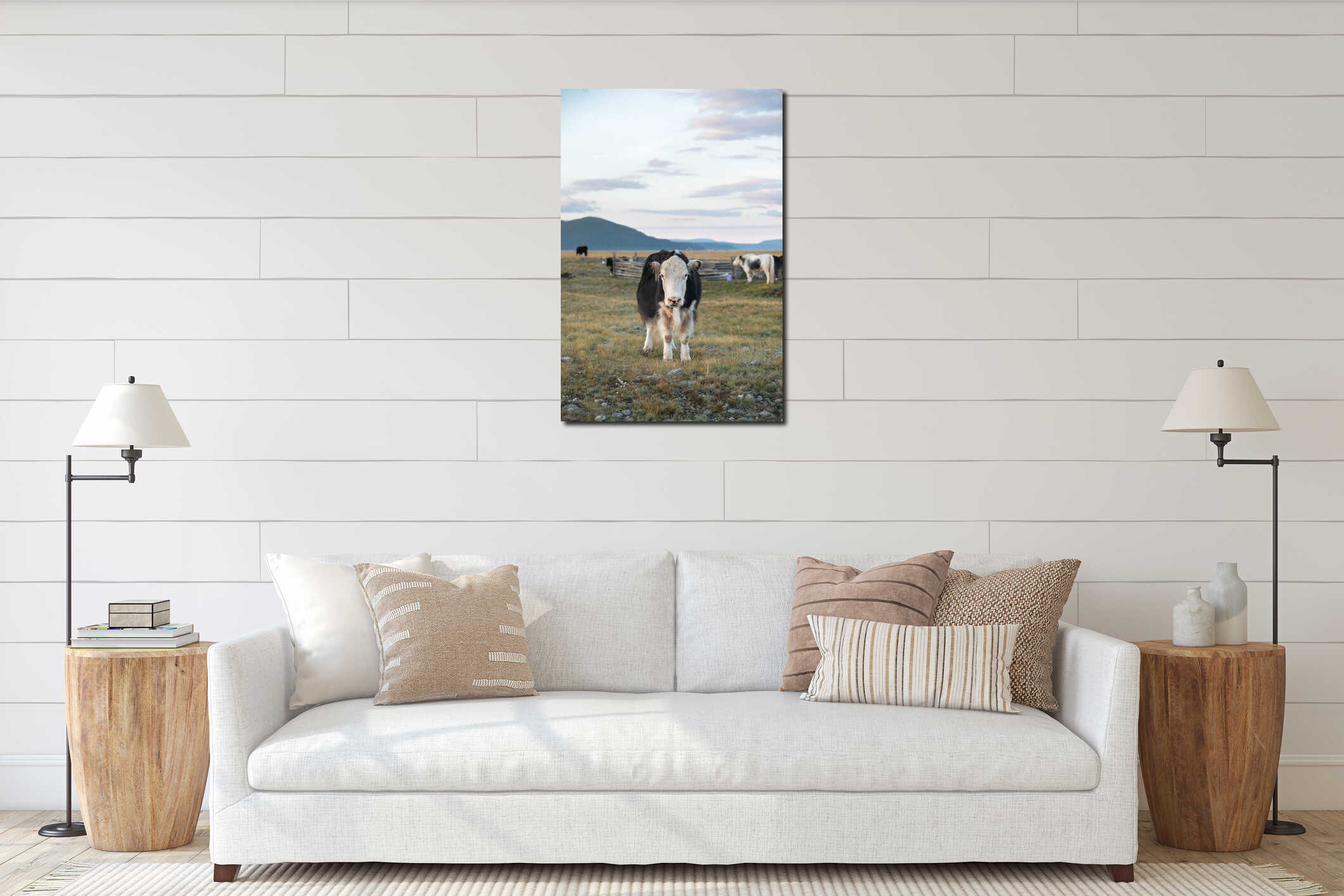 Canvas hanging interior mockup