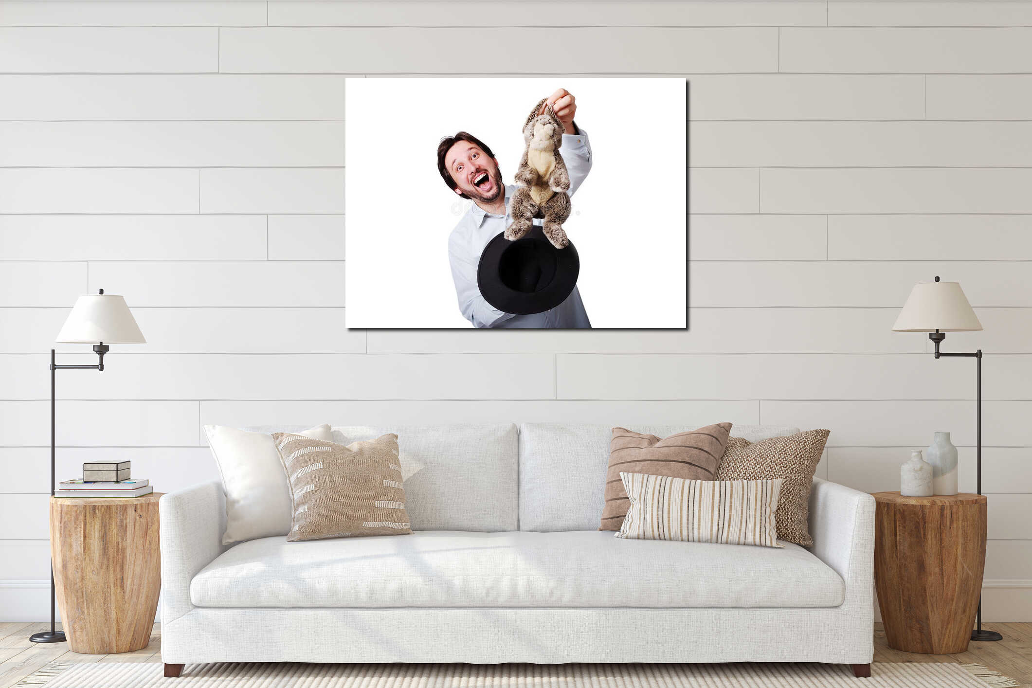 Canvas hanging interior mockup