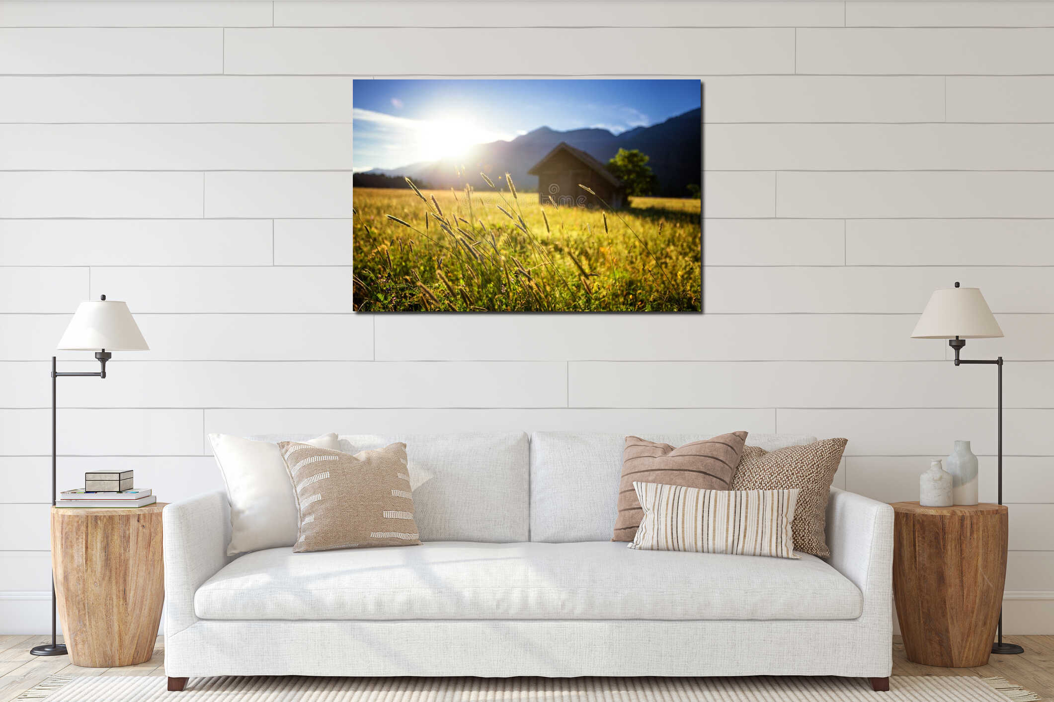 Canvas hanging interior mockup