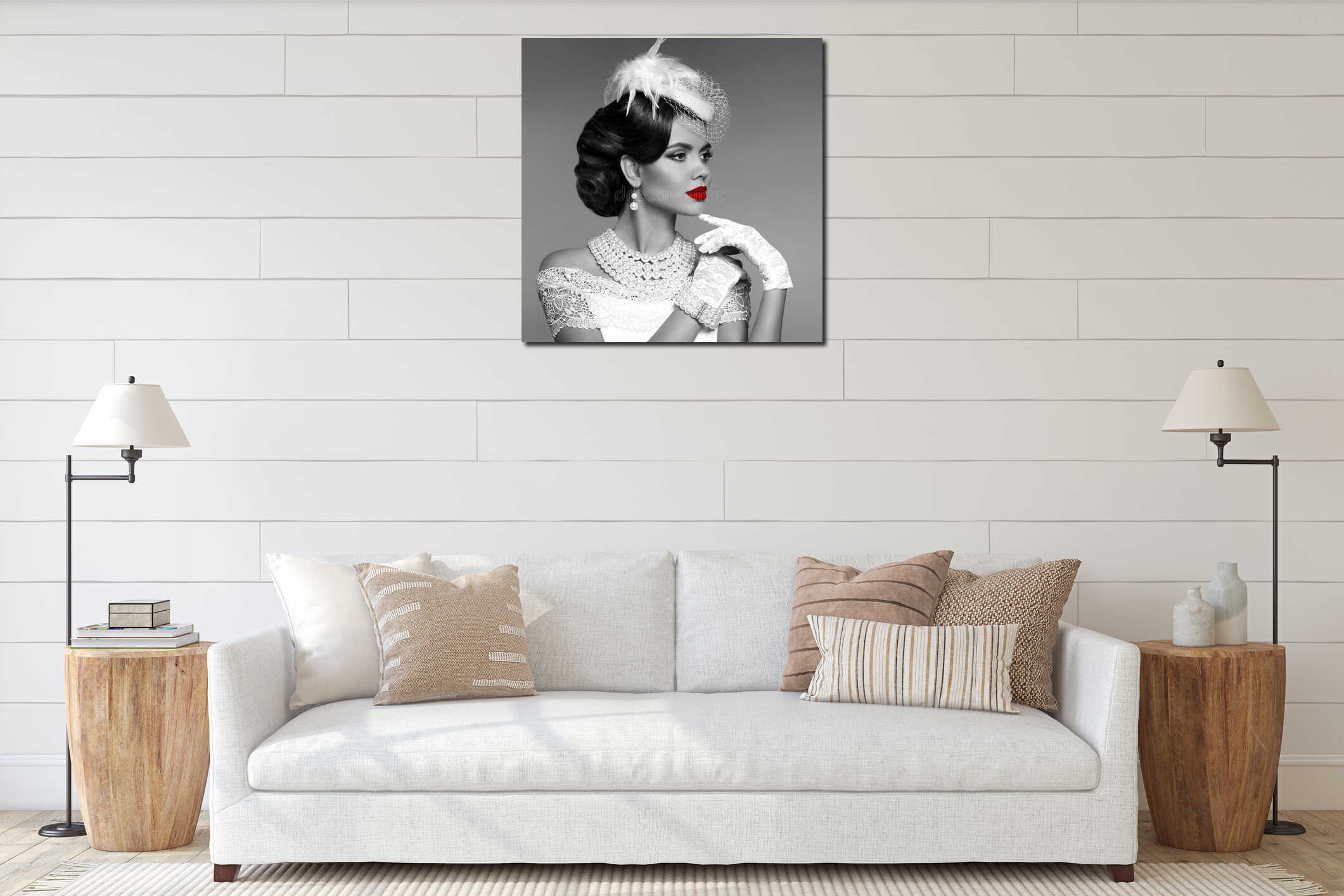 Canvas hanging interior mockup