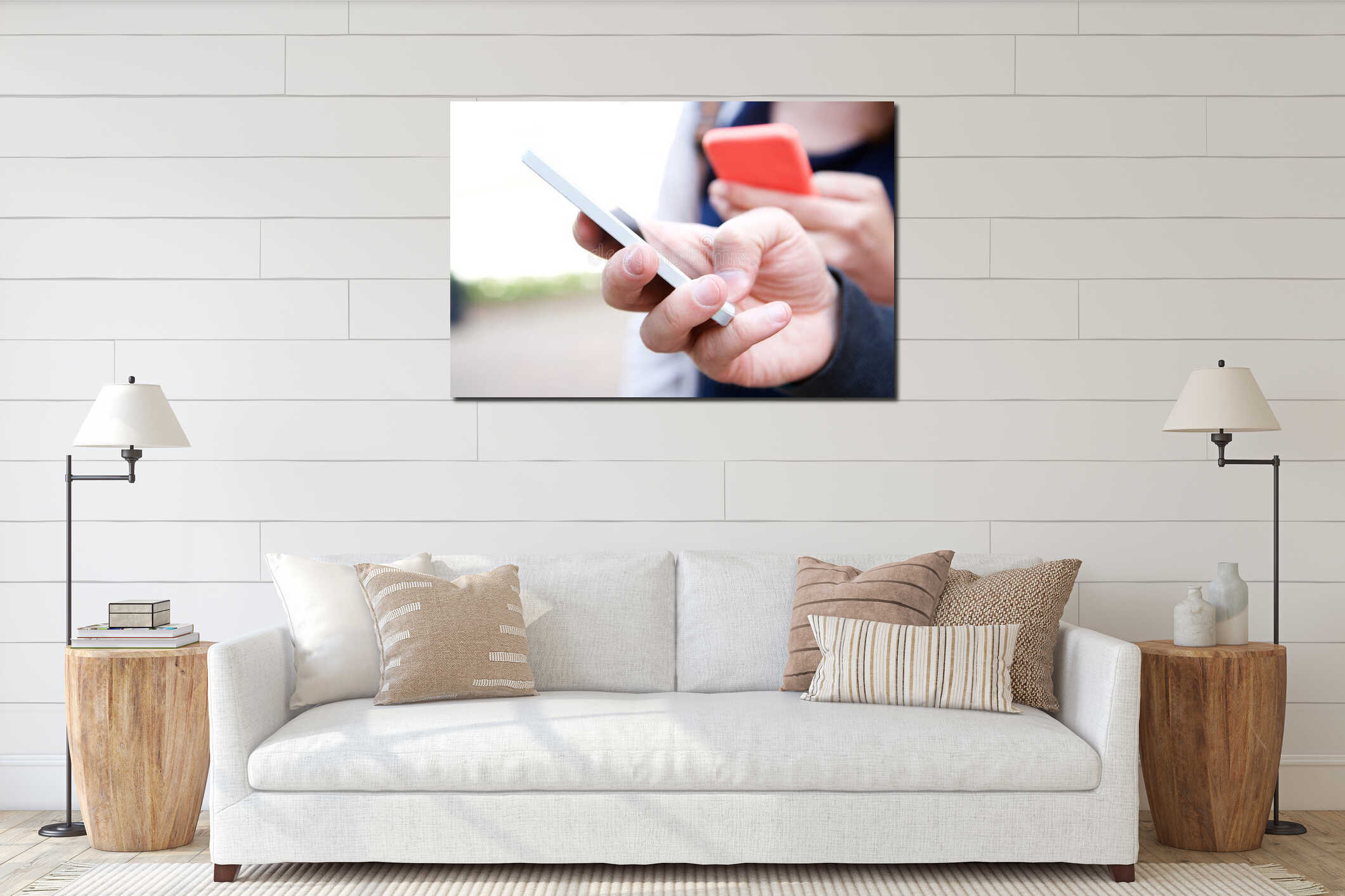Canvas hanging interior mockup