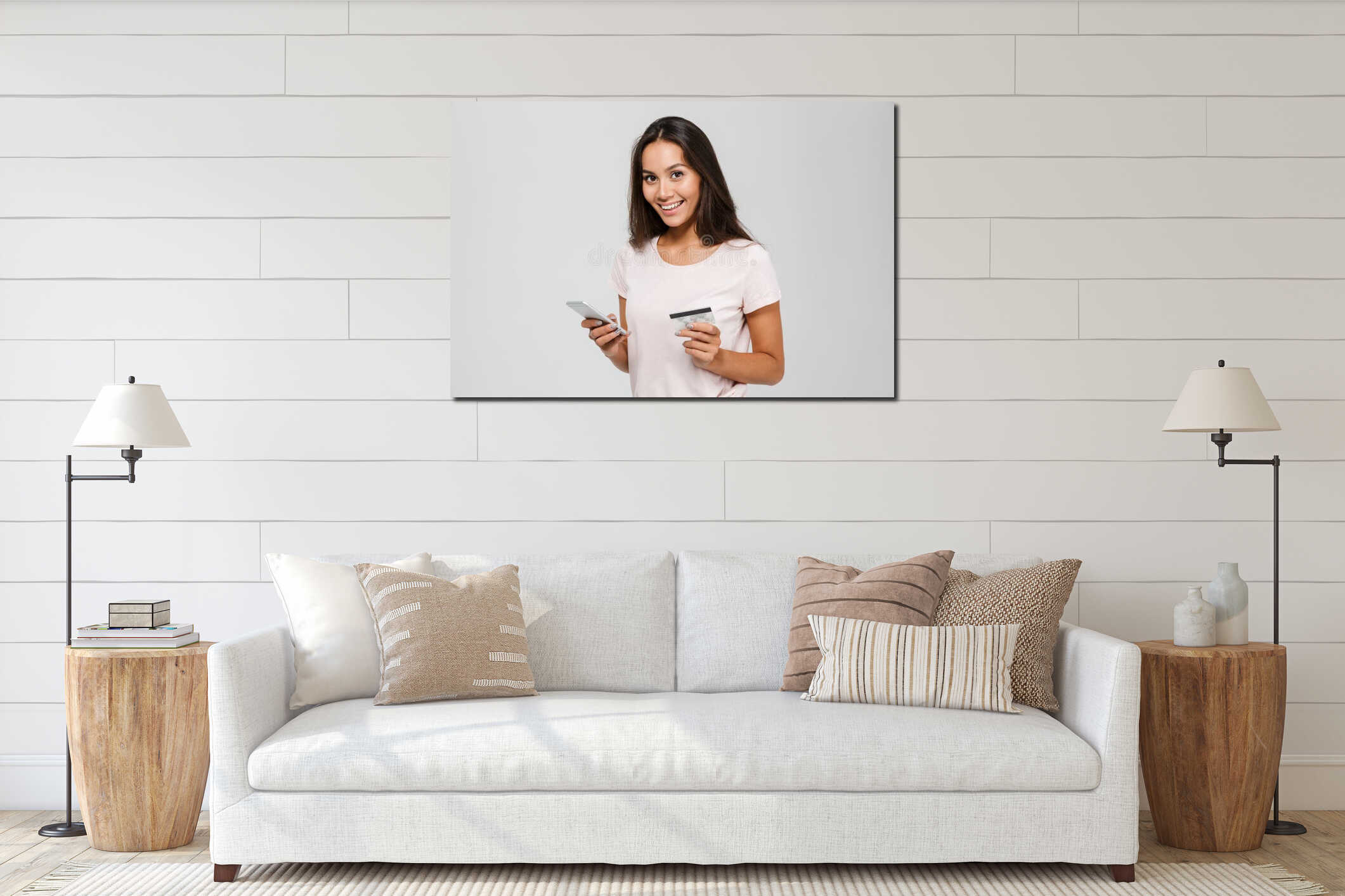 Canvas hanging interior mockup