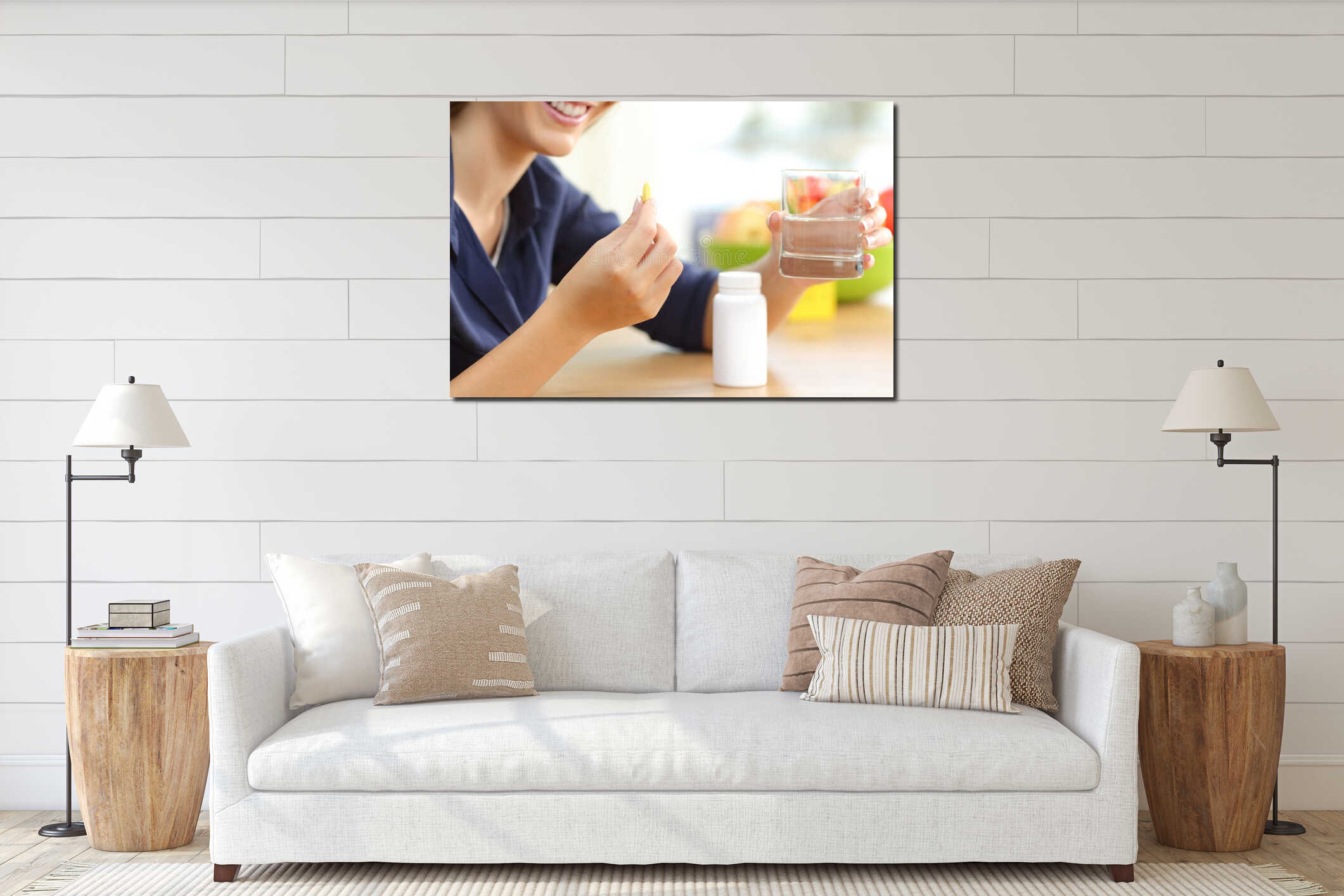 Canvas hanging interior mockup