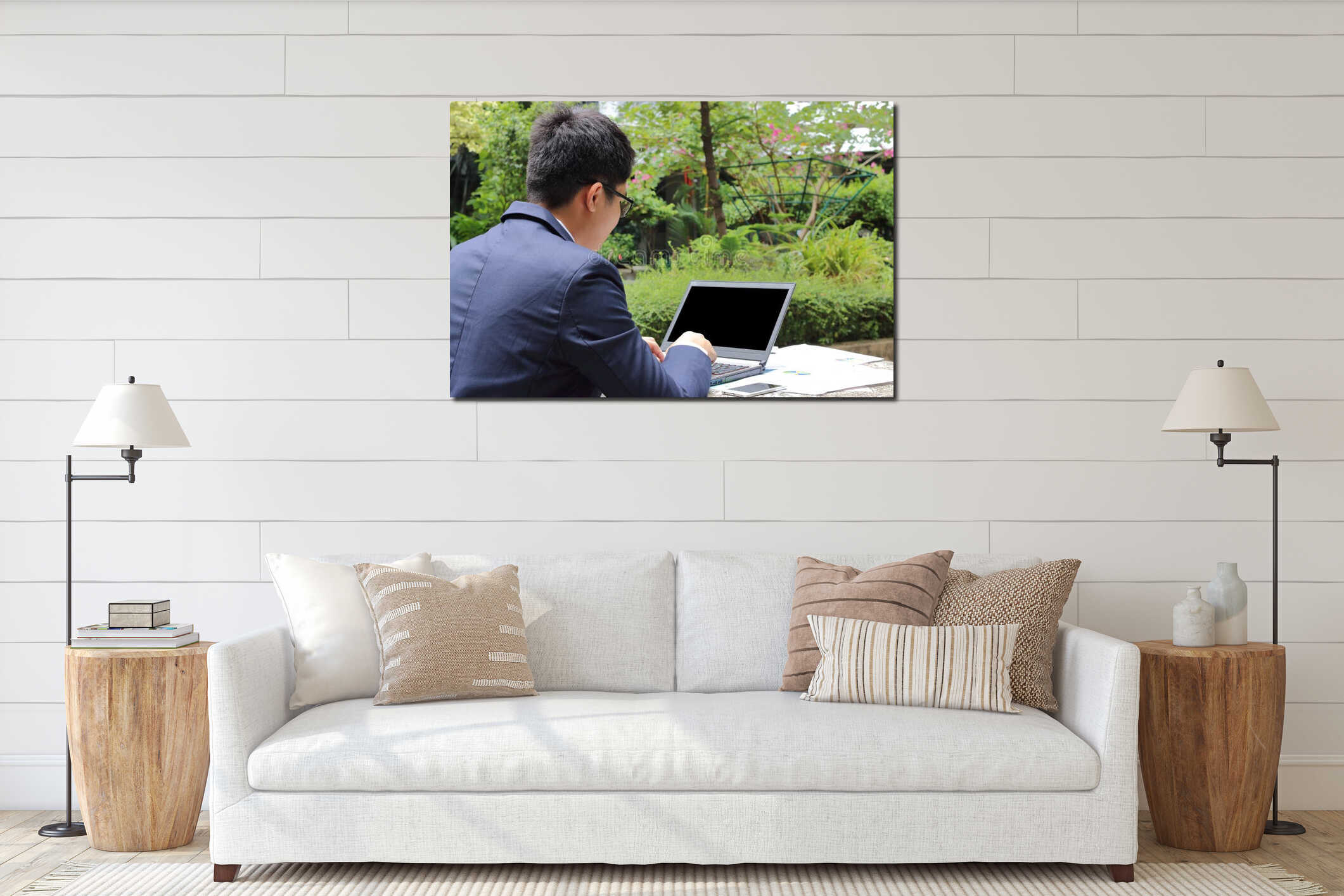 Canvas hanging interior mockup