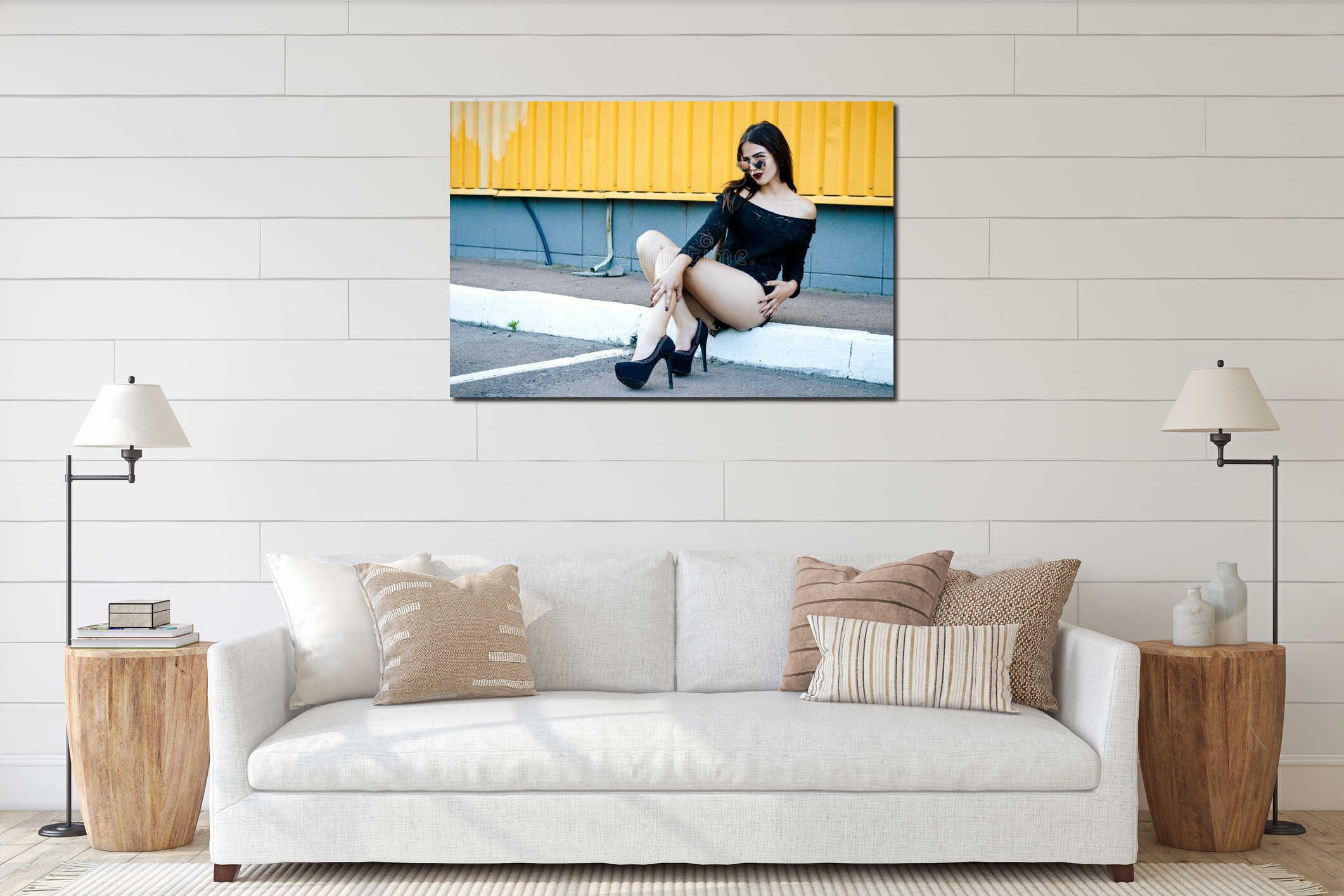 Canvas hanging interior mockup