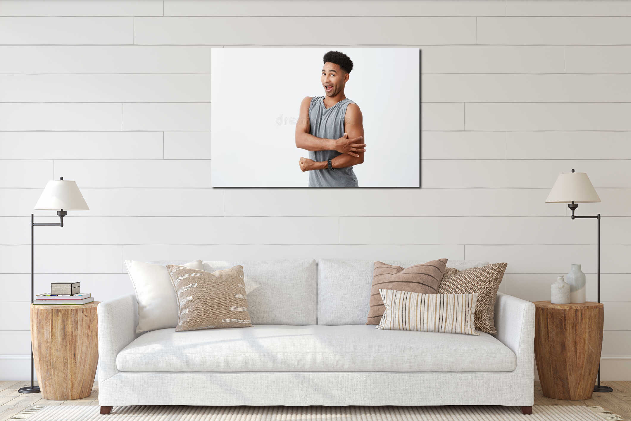 Canvas hanging interior mockup