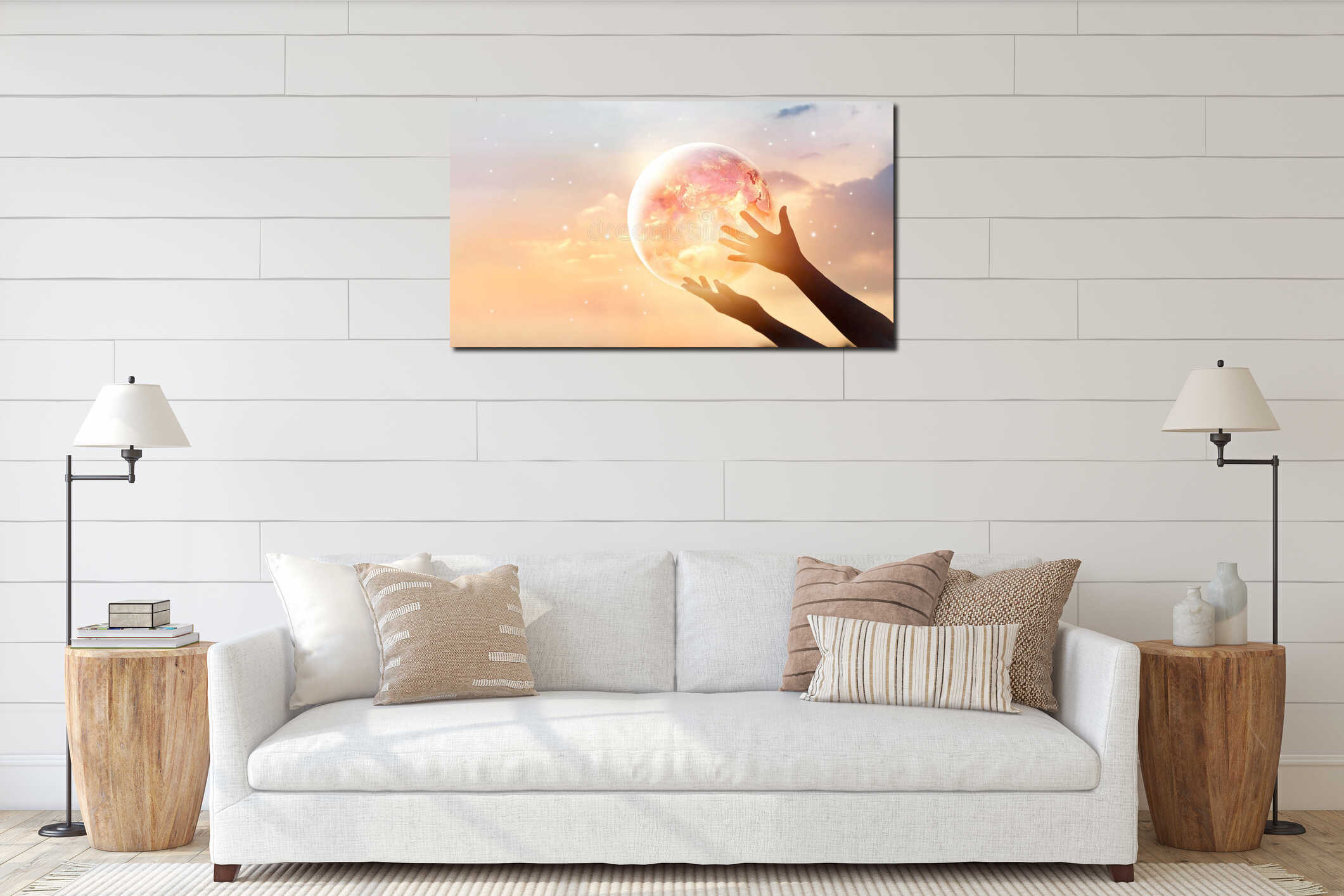 Canvas hanging interior mockup