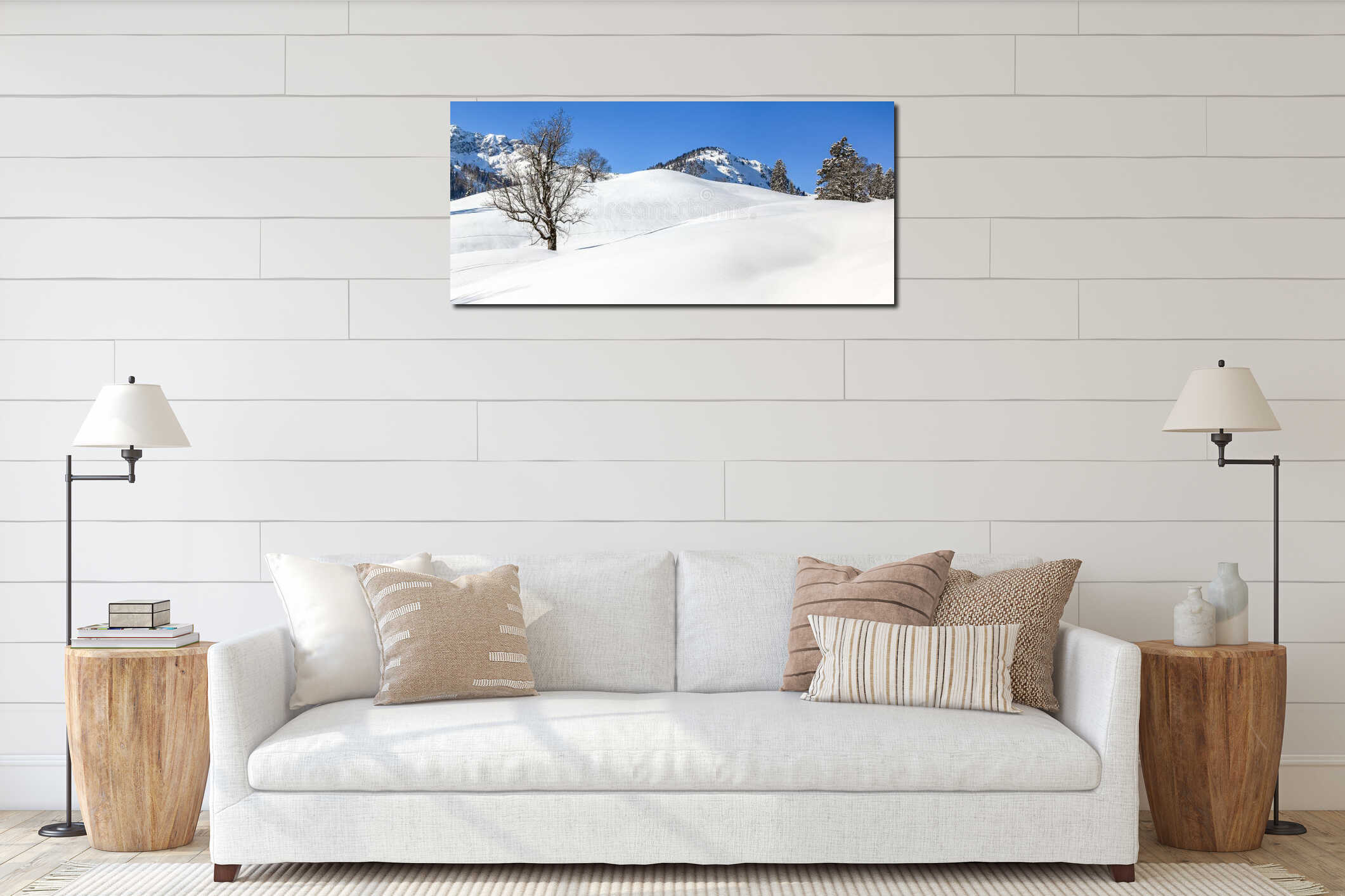 Canvas hanging interior mockup