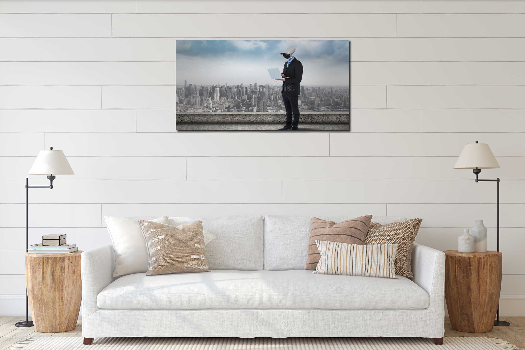 Canvas hanging interior mockup
