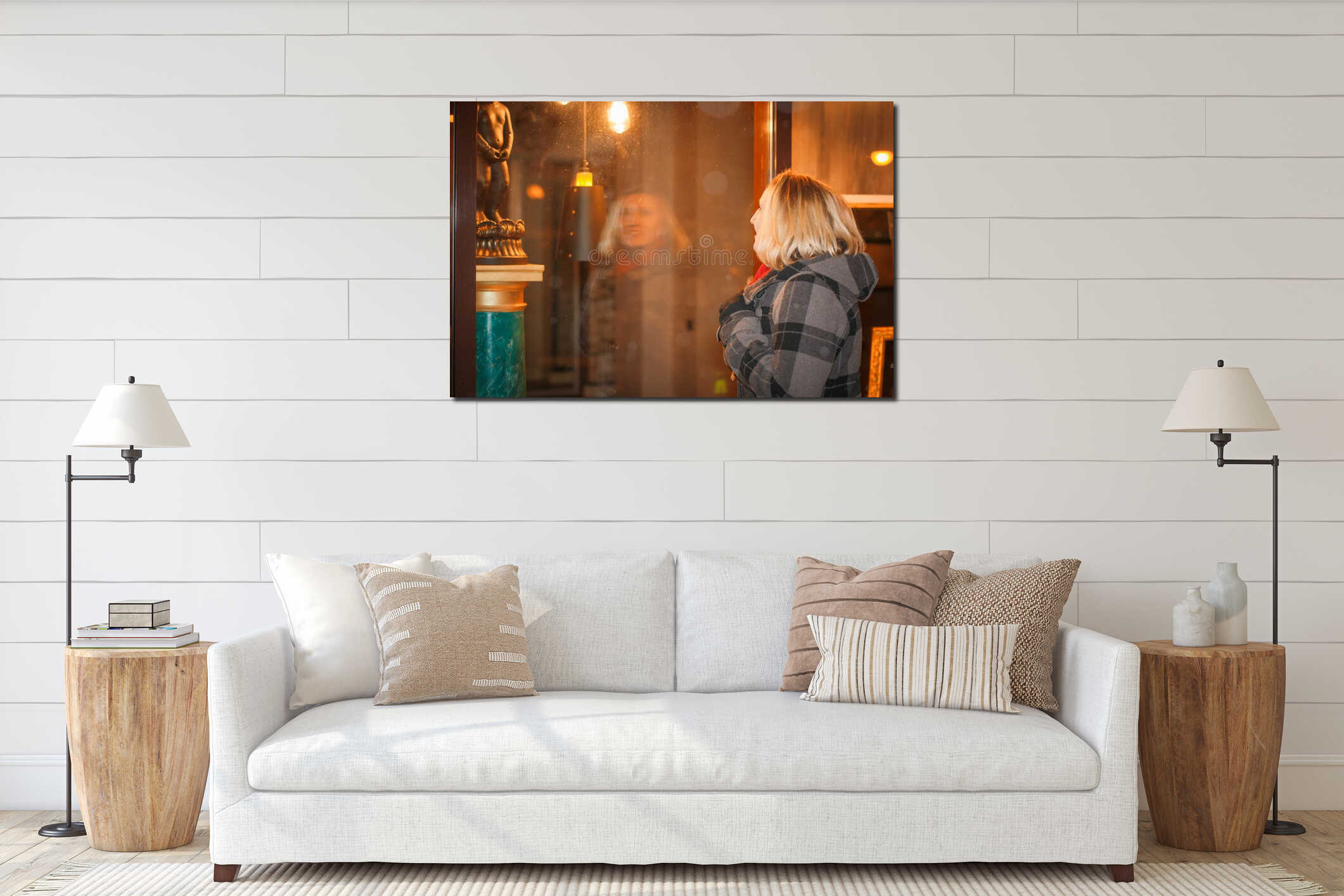 Canvas hanging interior mockup