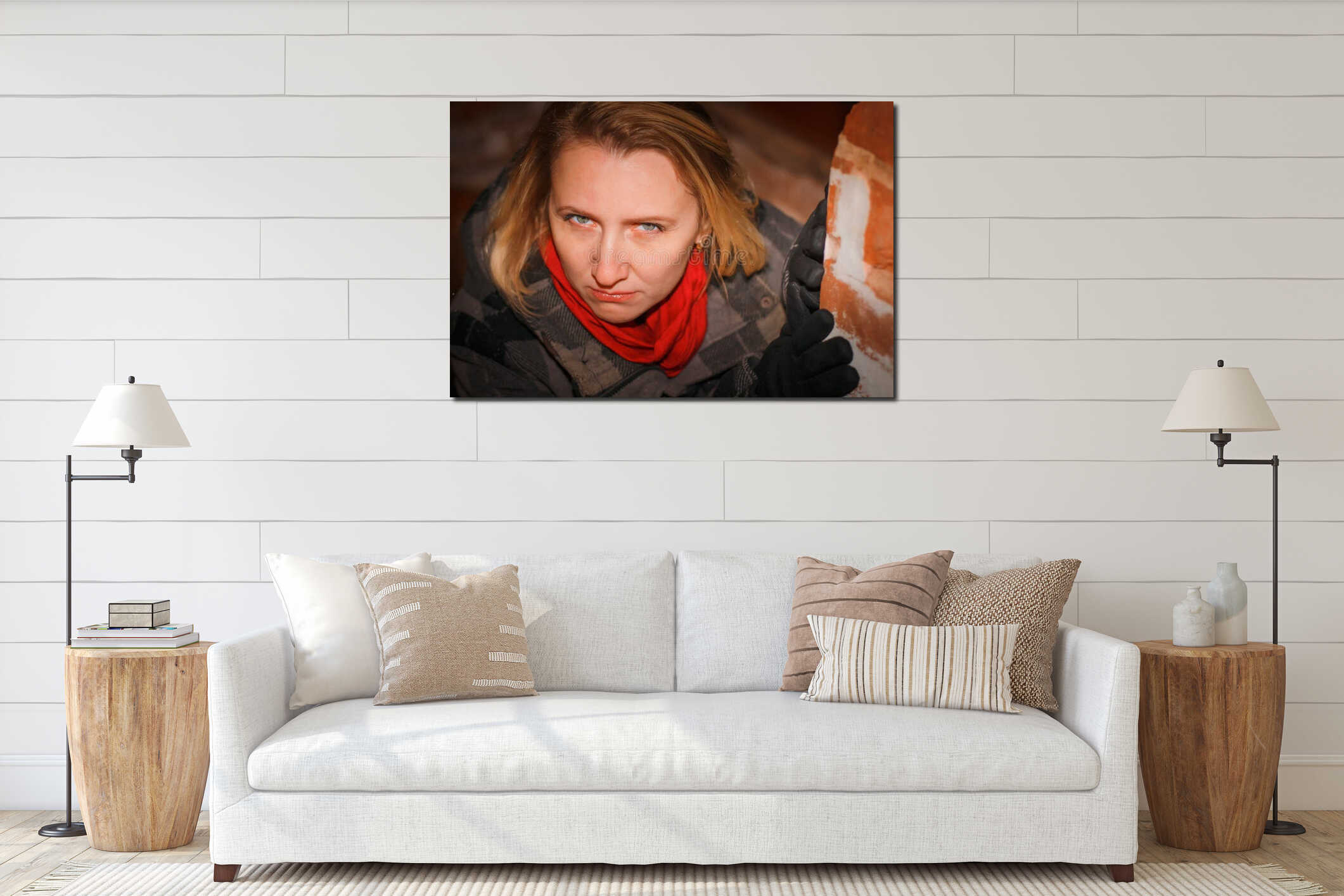 Canvas hanging interior mockup