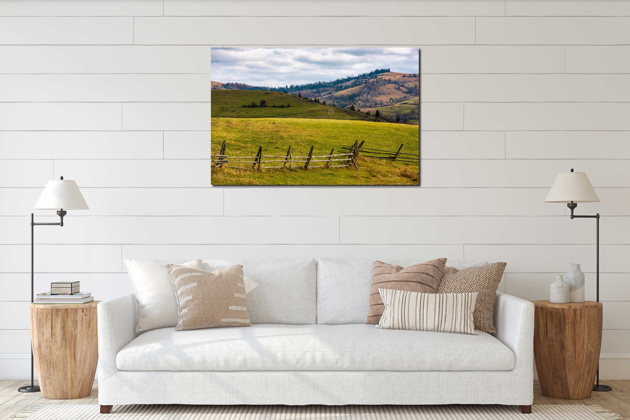 Canvas hanging interior mockup