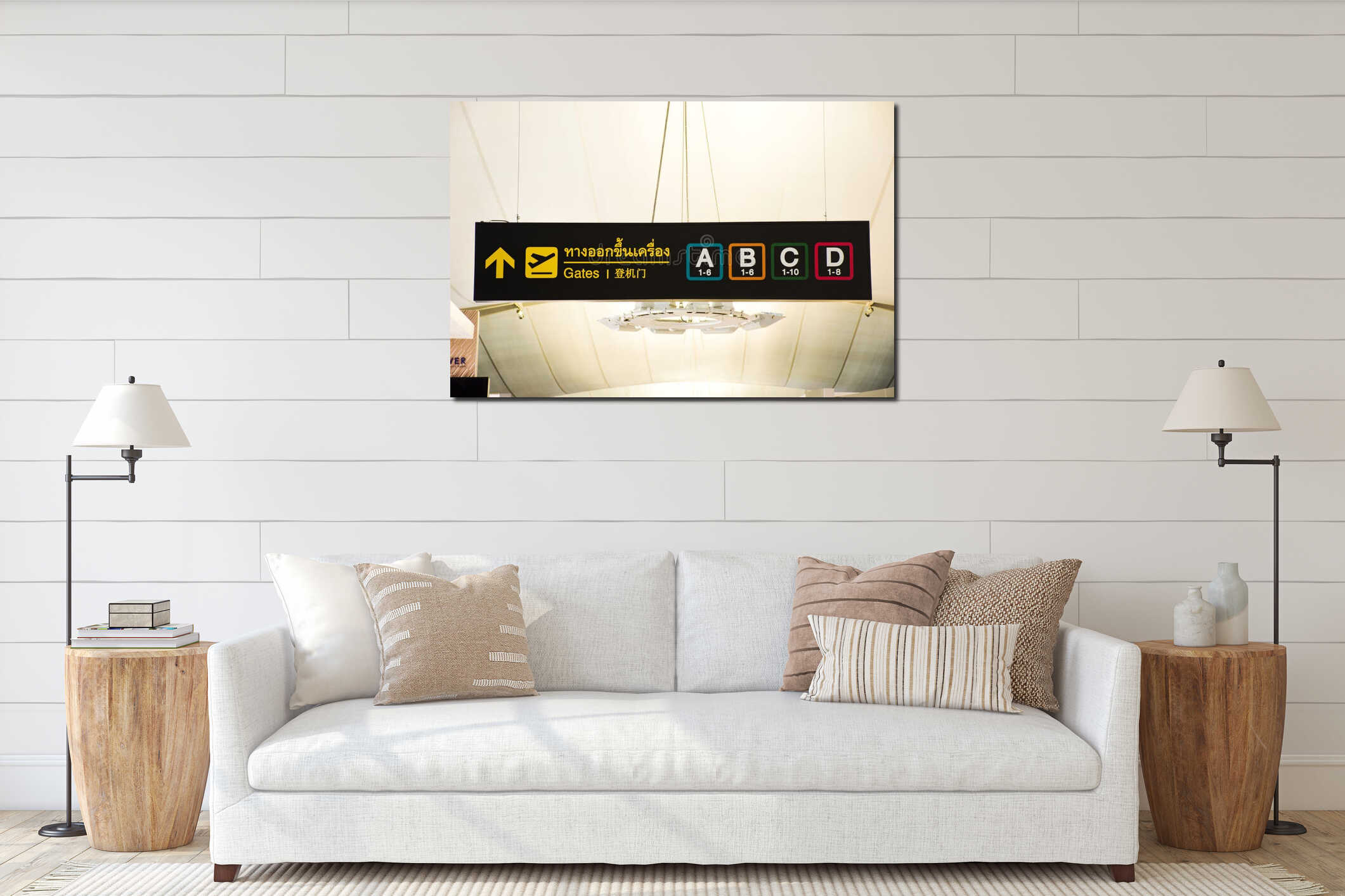 Canvas hanging interior mockup