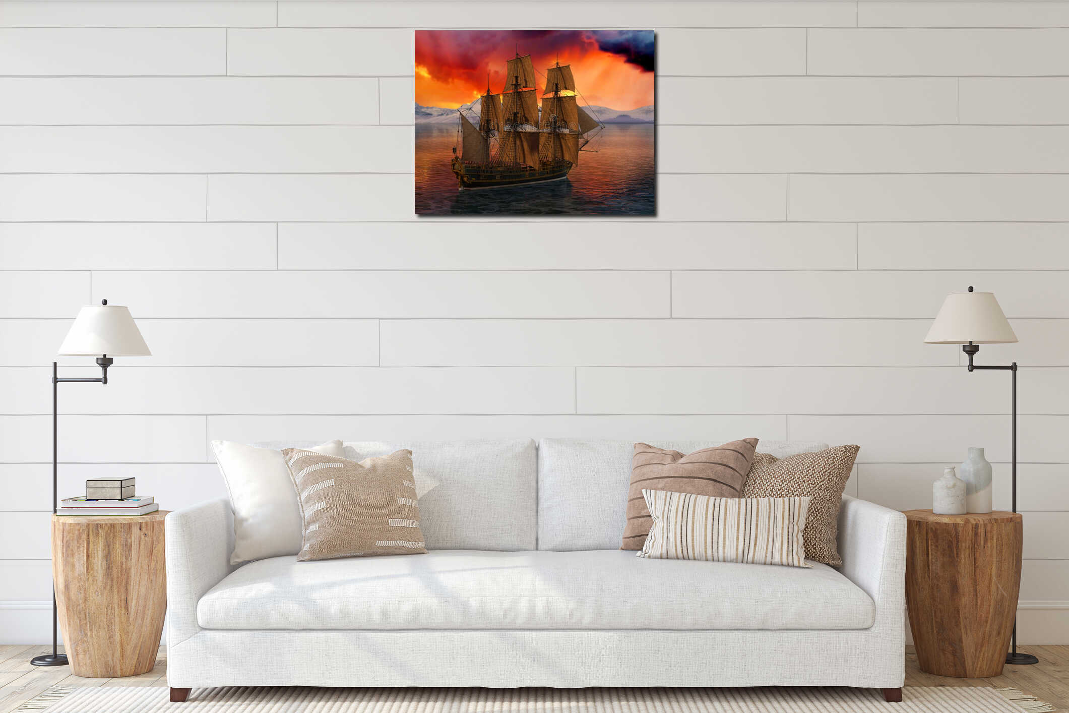 Canvas hanging interior mockup