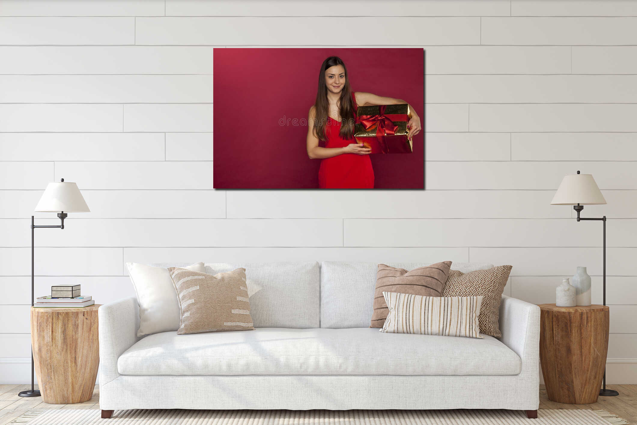 Canvas hanging interior mockup