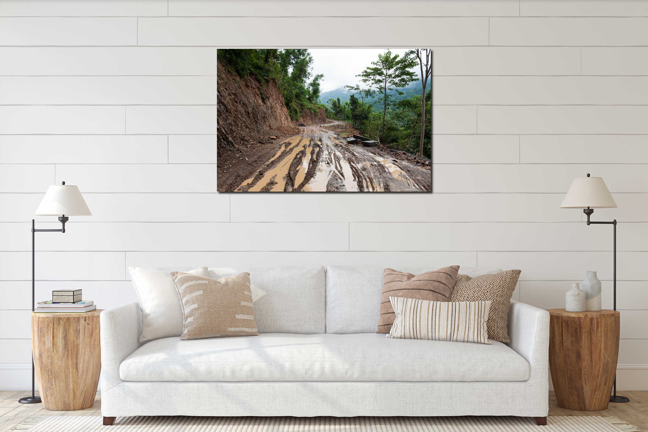 Canvas hanging interior mockup