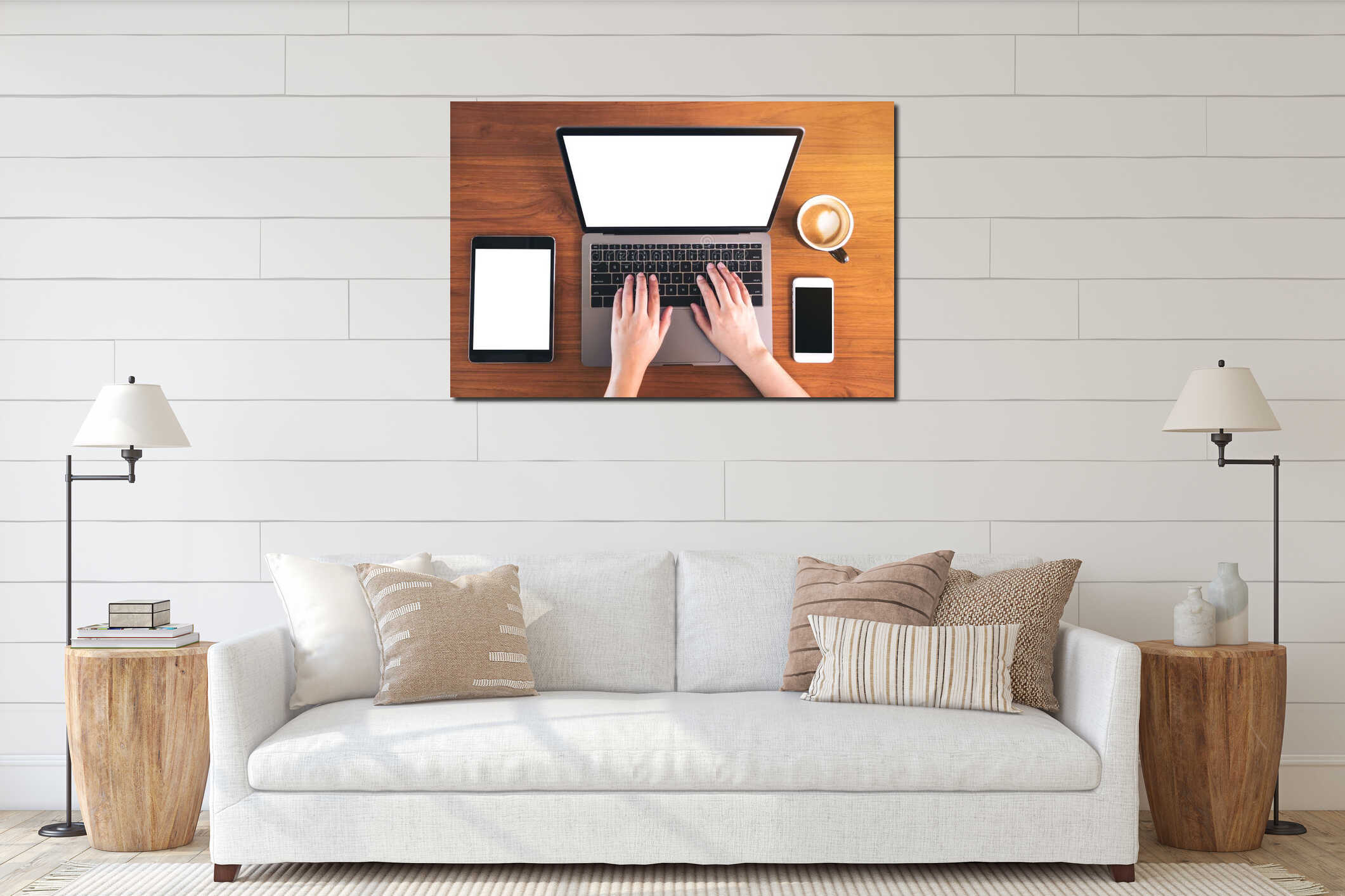 Canvas hanging interior mockup