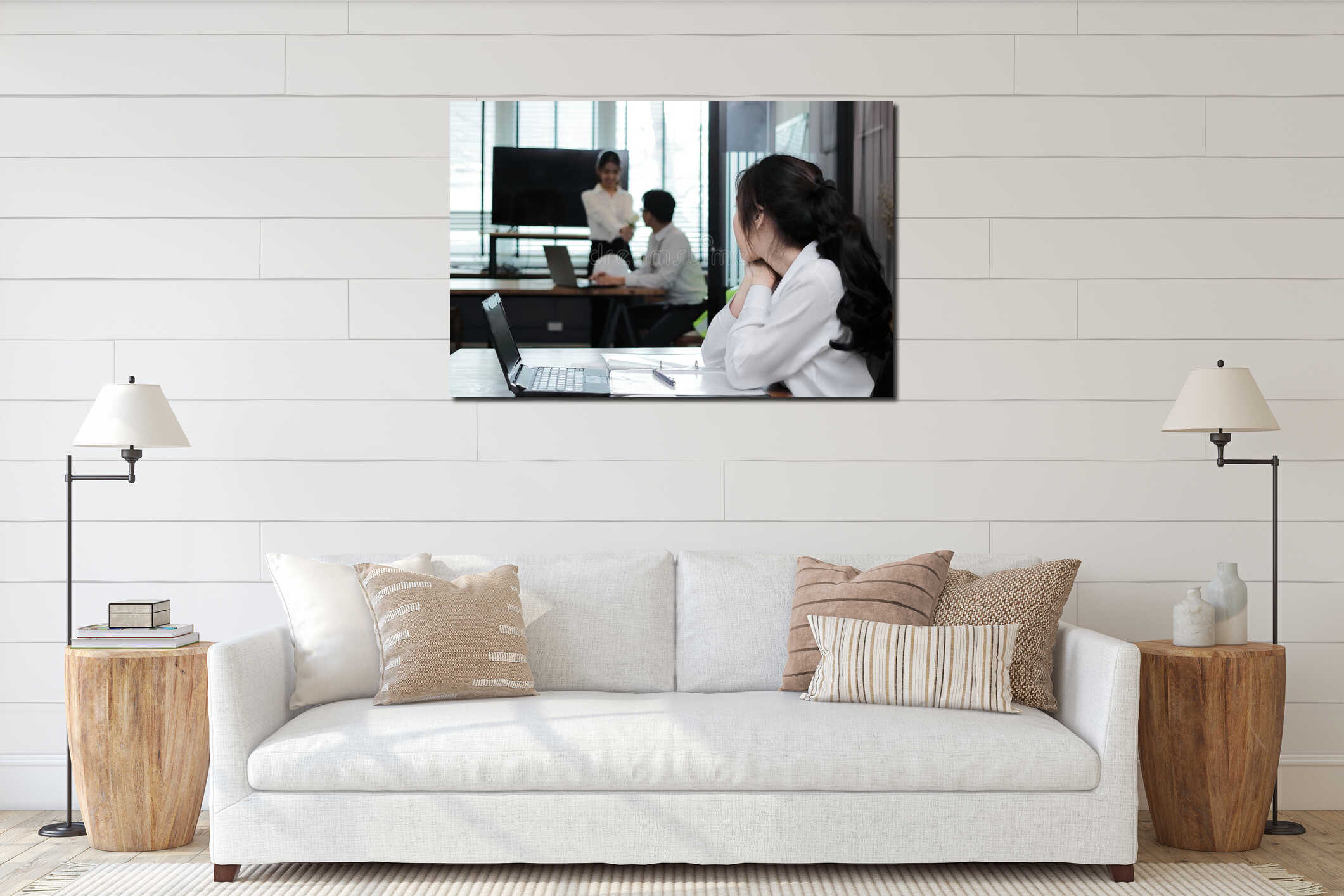 Canvas hanging interior mockup