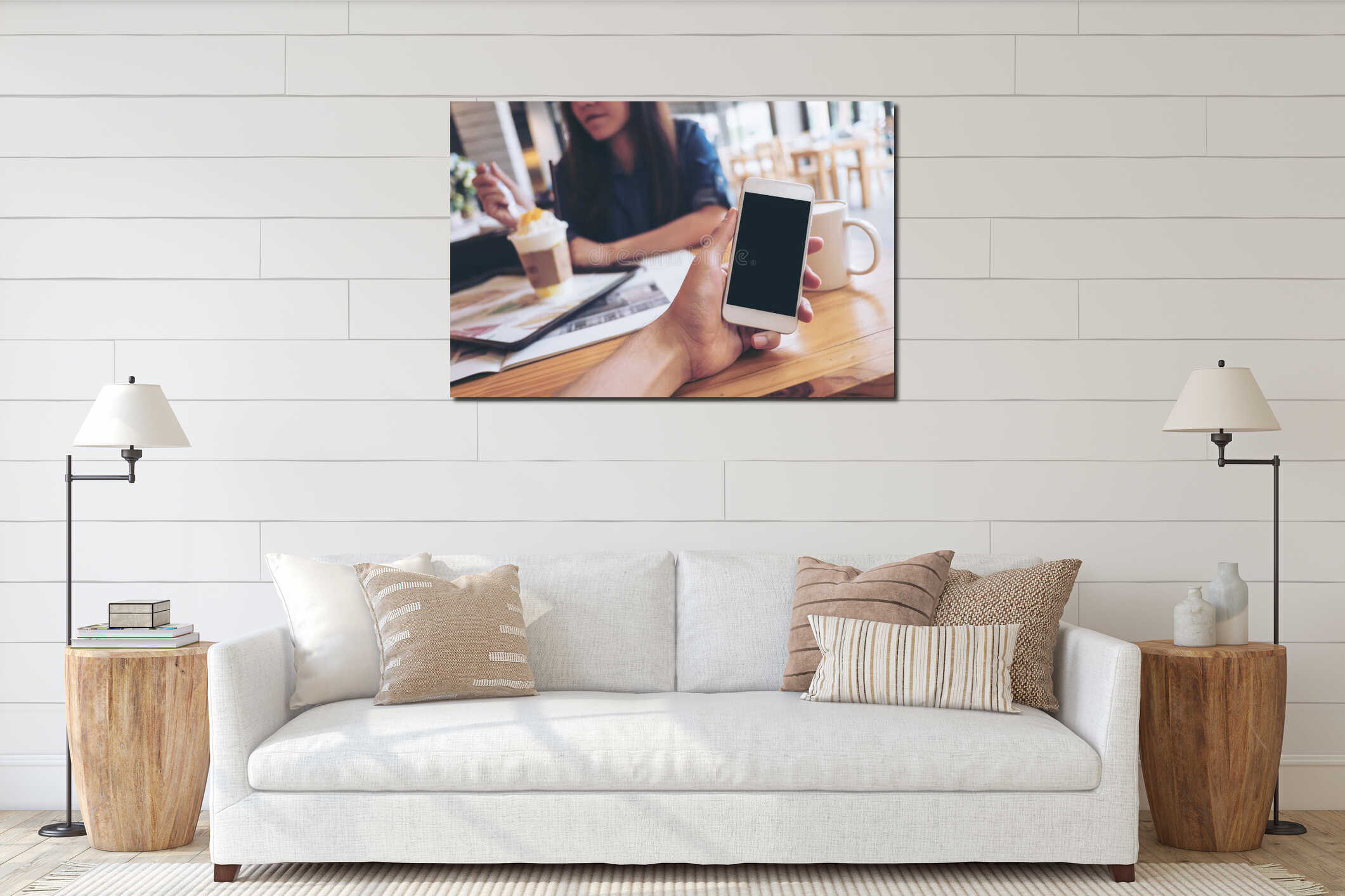 Canvas hanging interior mockup